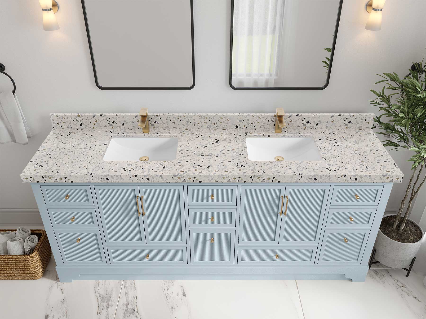Alys 84 in. W x 22 in. D Double Sink Bathroom Vanity - Image 37