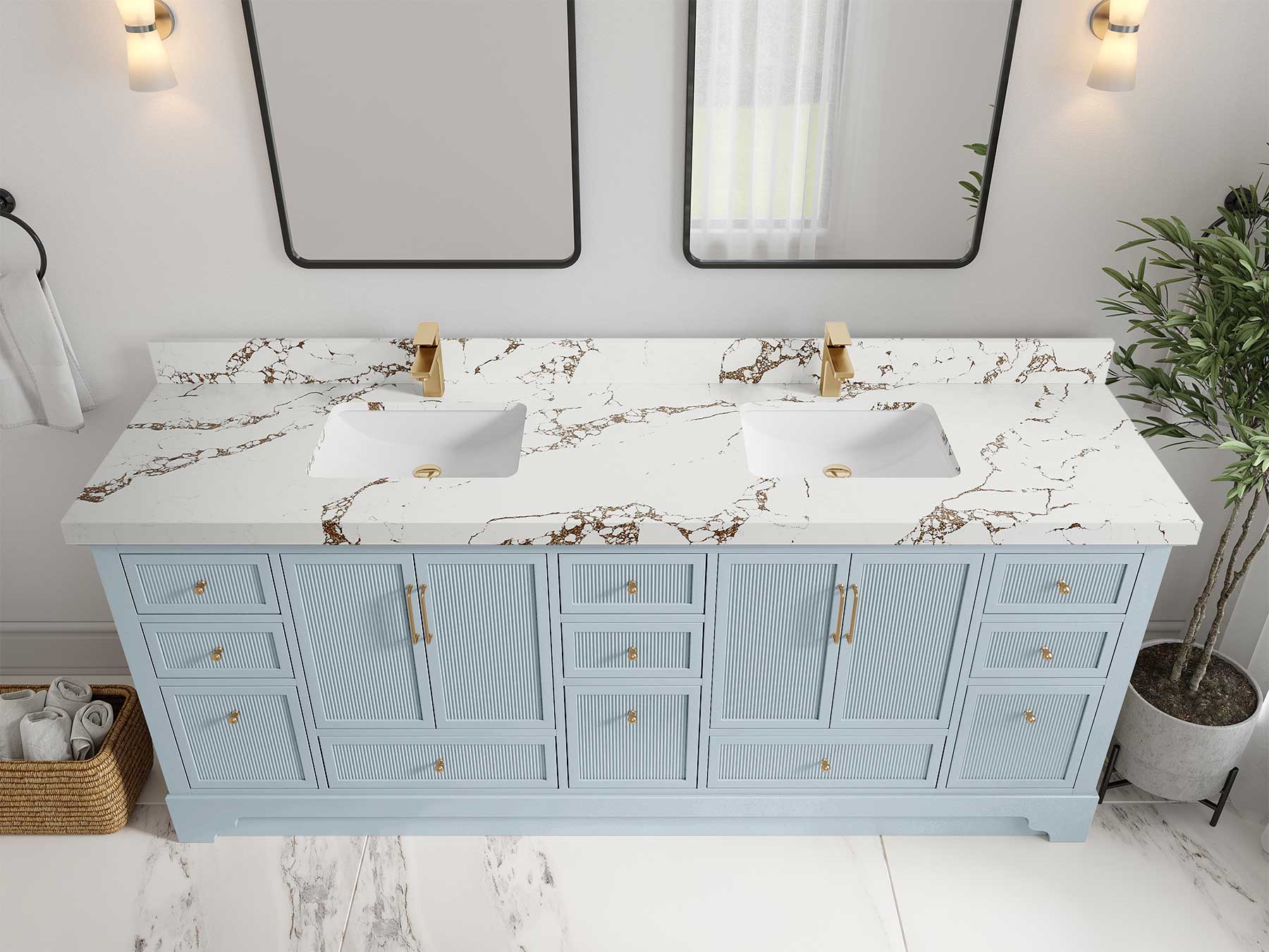 Alys 84 in. W x 22 in. D Double Sink Bathroom Vanity - Image 39