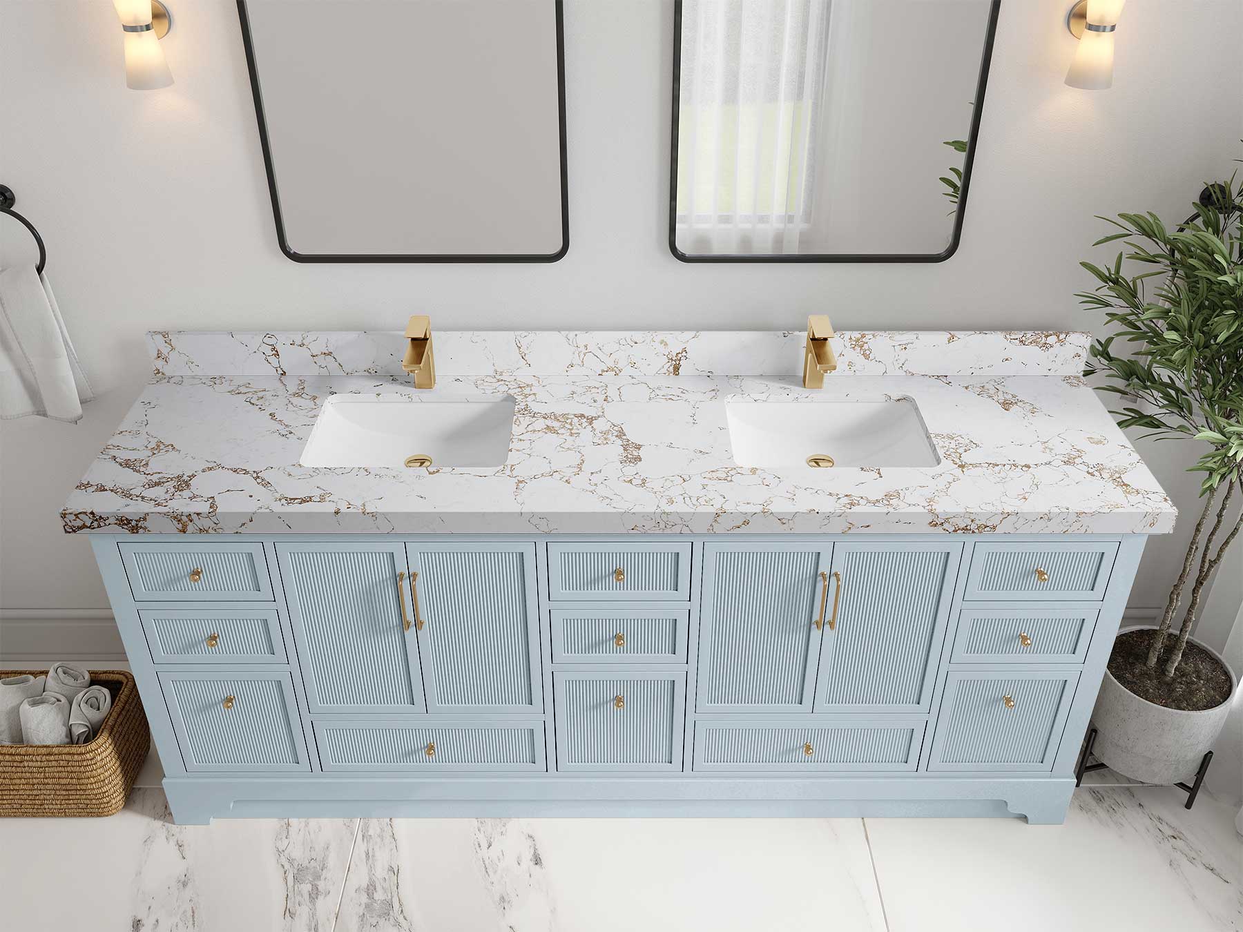 Alys 84 in. W x 22 in. D Double Sink Bathroom Vanity - Image 41