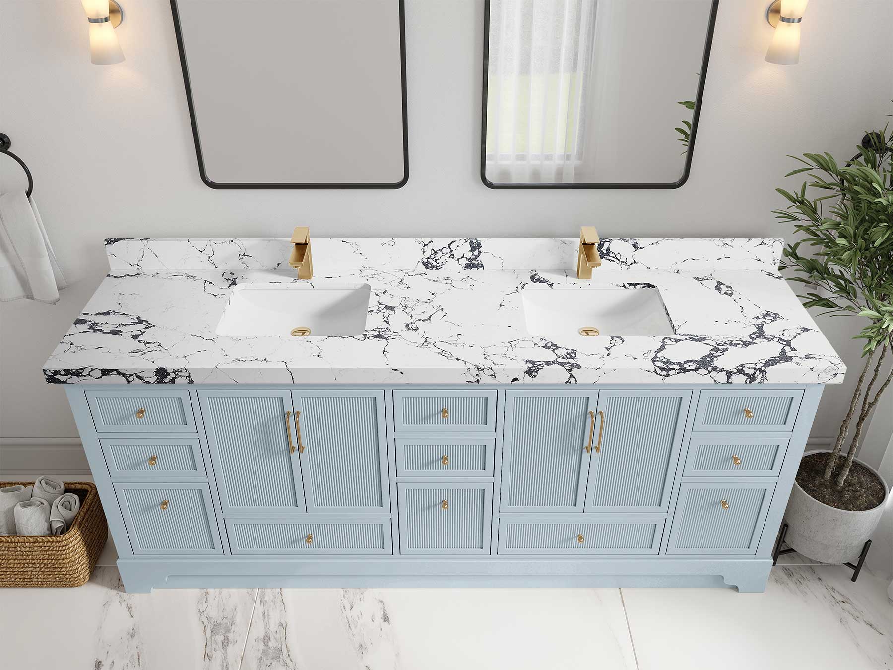 Alys 84 in. W x 22 in. D Double Sink Bathroom Vanity - Image 43
