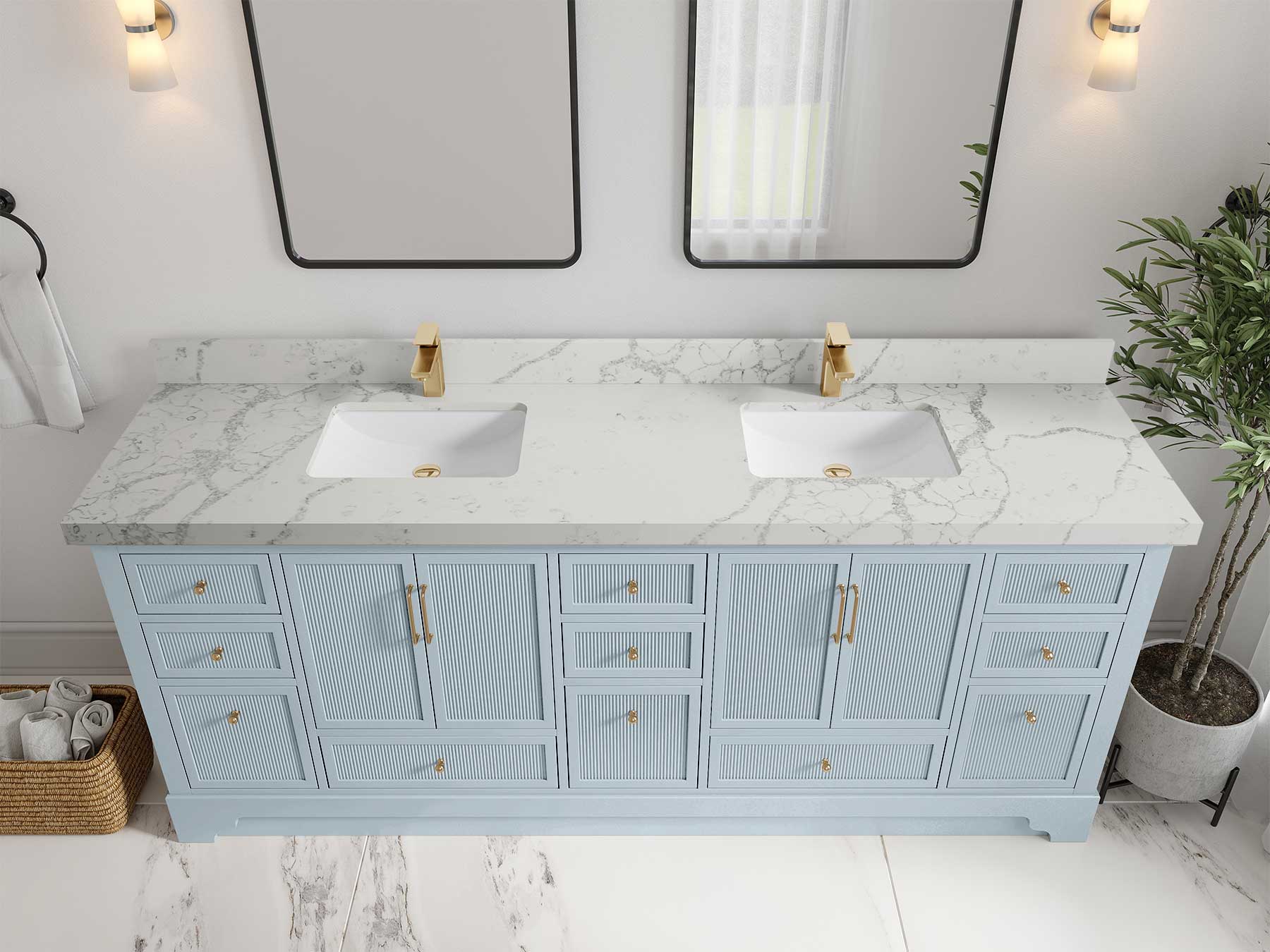 Alys 84 in. W x 22 in. D Double Sink Bathroom Vanity - Image 45