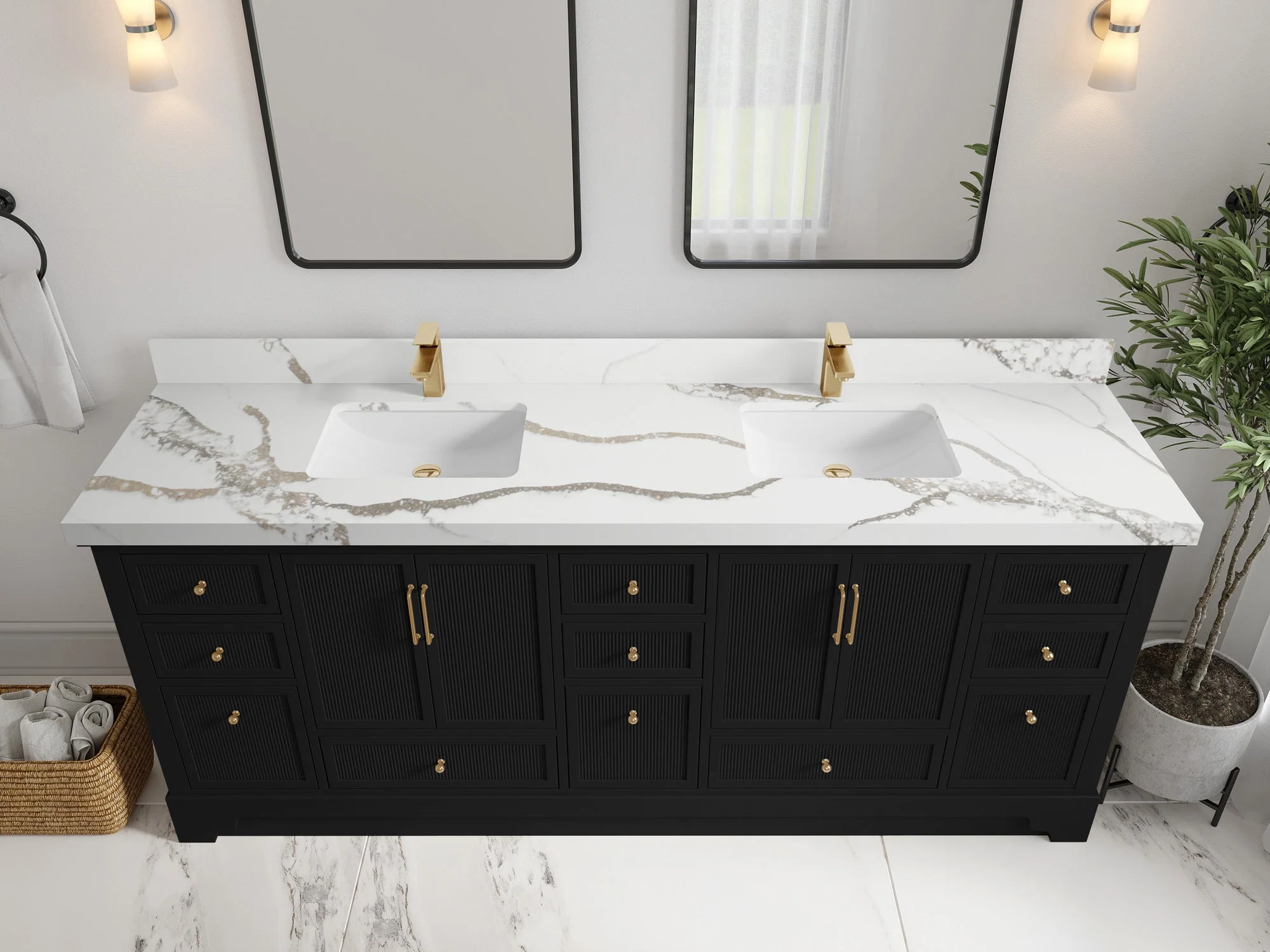 Alys 84 in. W x 22 in. D Double Sink Bathroom Vanity - Image 9