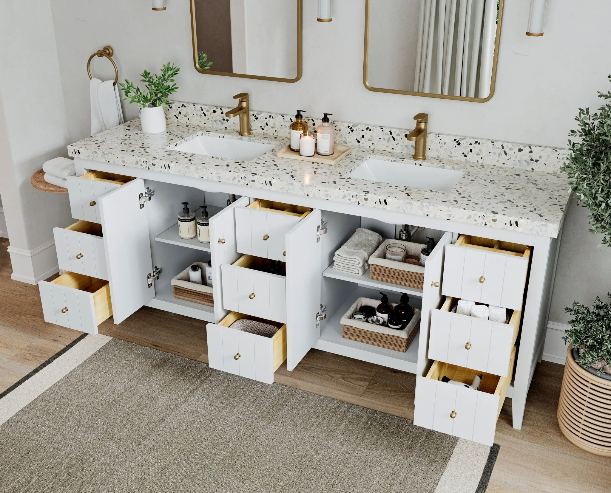 Atlanta 84 in. W x 22 in. D Double Sink Bathroom Vanity - Image 3