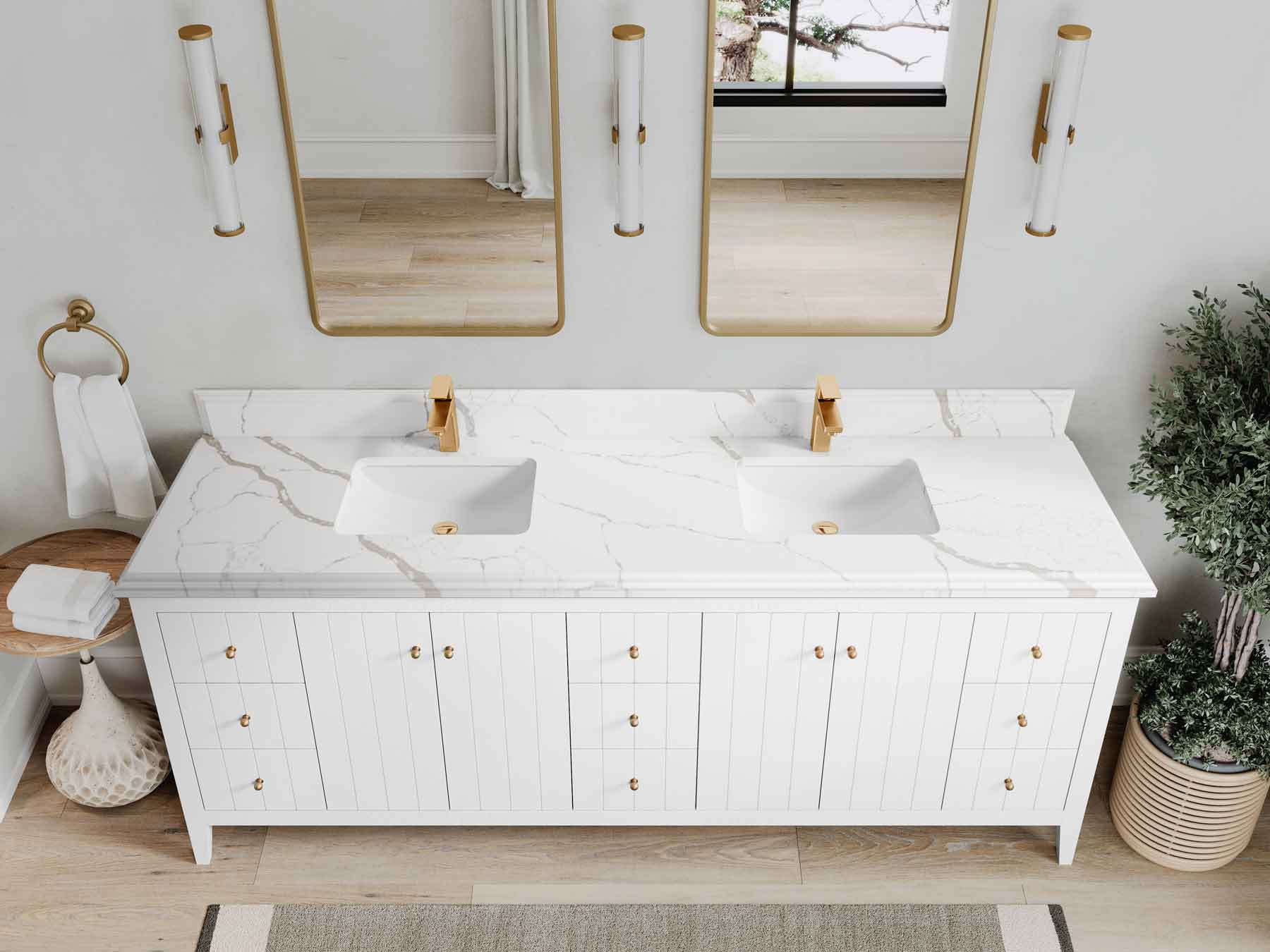 Atlanta 84 in. W x 22 in. D Double Sink Bathroom Vanity - Image 37