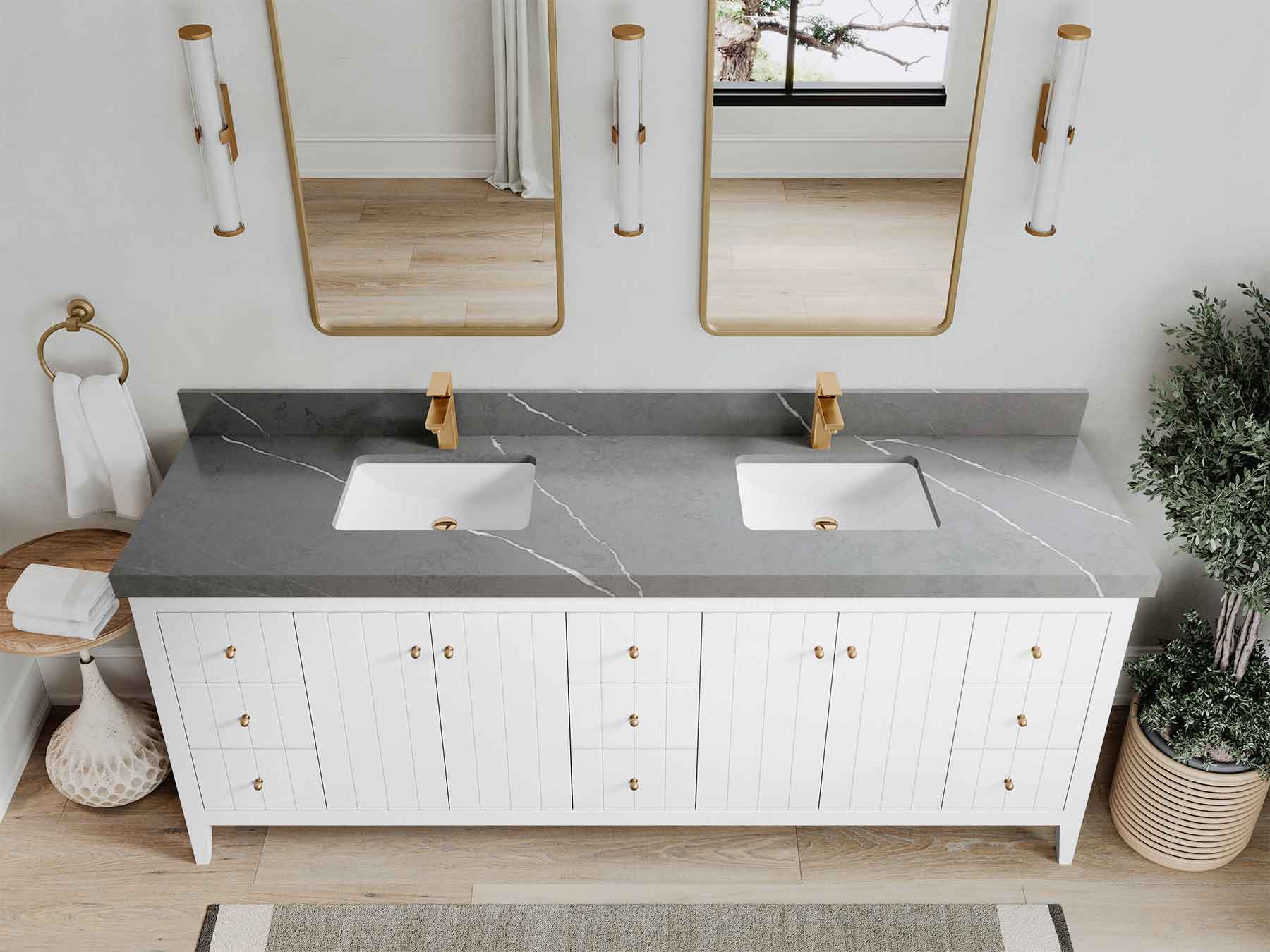Atlanta 84 in. W x 22 in. D Double Sink Bathroom Vanity - Image 49