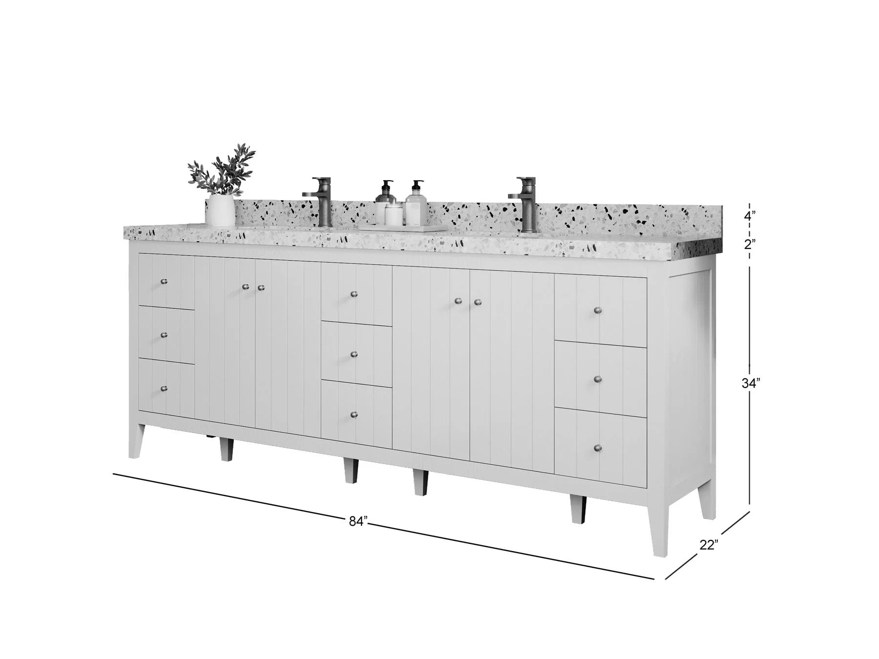 Atlanta 84 in. W x 22 in. D Double Sink Bathroom Vanity - Image 5