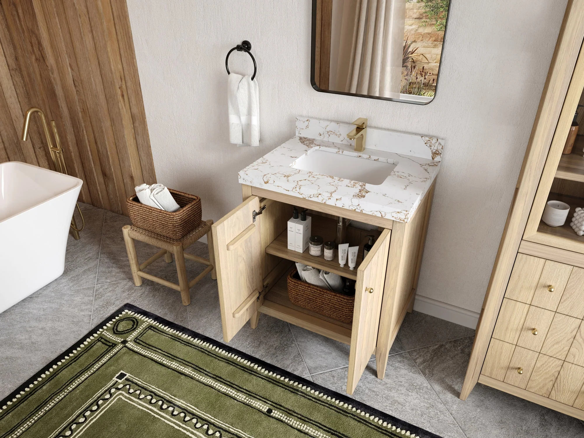 Atlanta White Oak 30 in. W x 22 in. D Single Sink Bathroom Vanity - Image 3