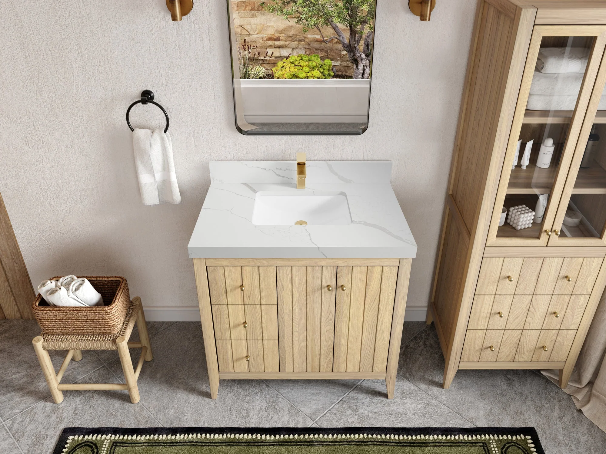 Atlanta White Oak 36 W x 22 D Center Sink Vanity for Elegant Bathrooms - Image 16