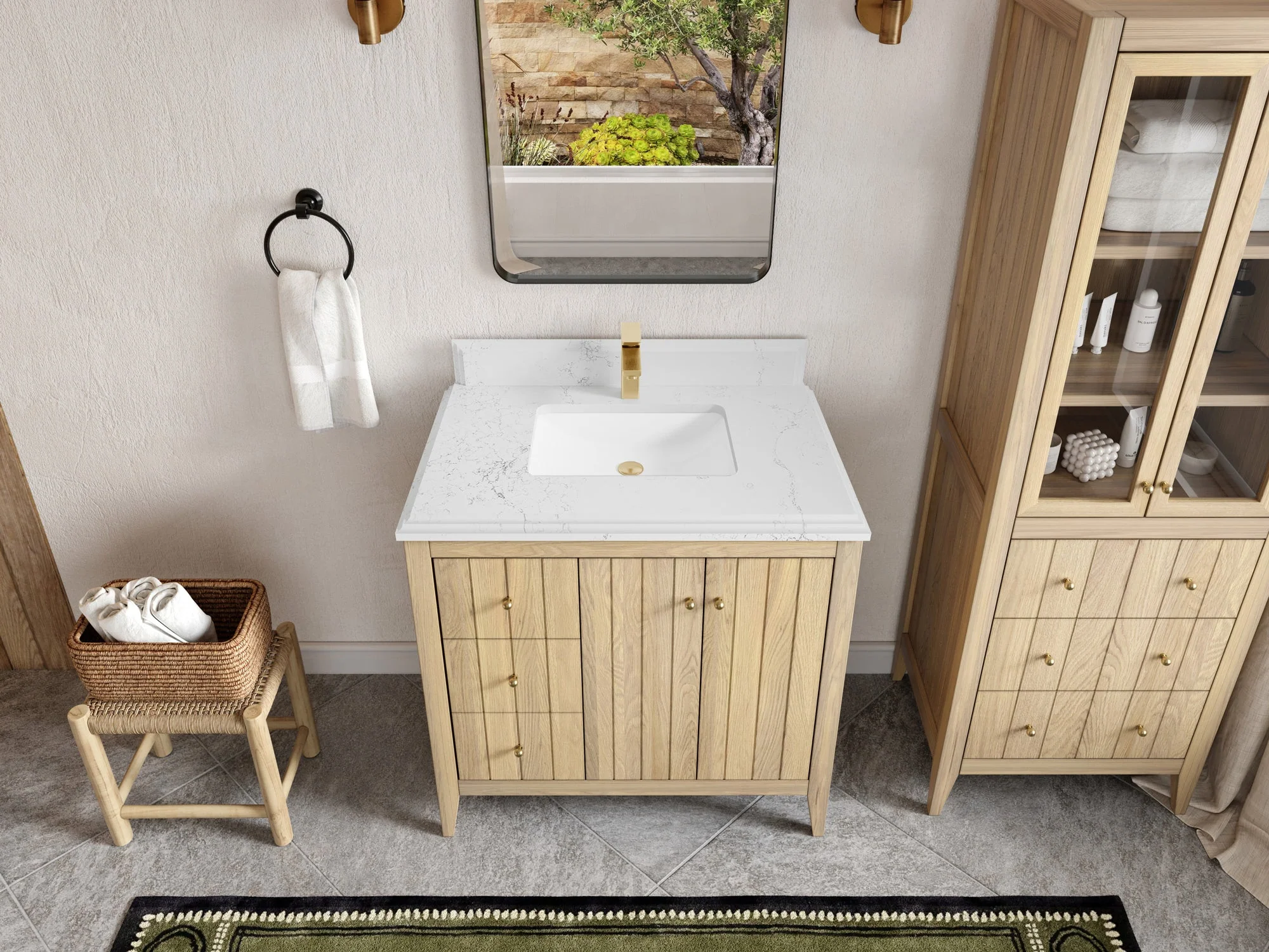 Atlanta White Oak 36 W x 22 D Center Sink Vanity for Elegant Bathrooms - Image 26