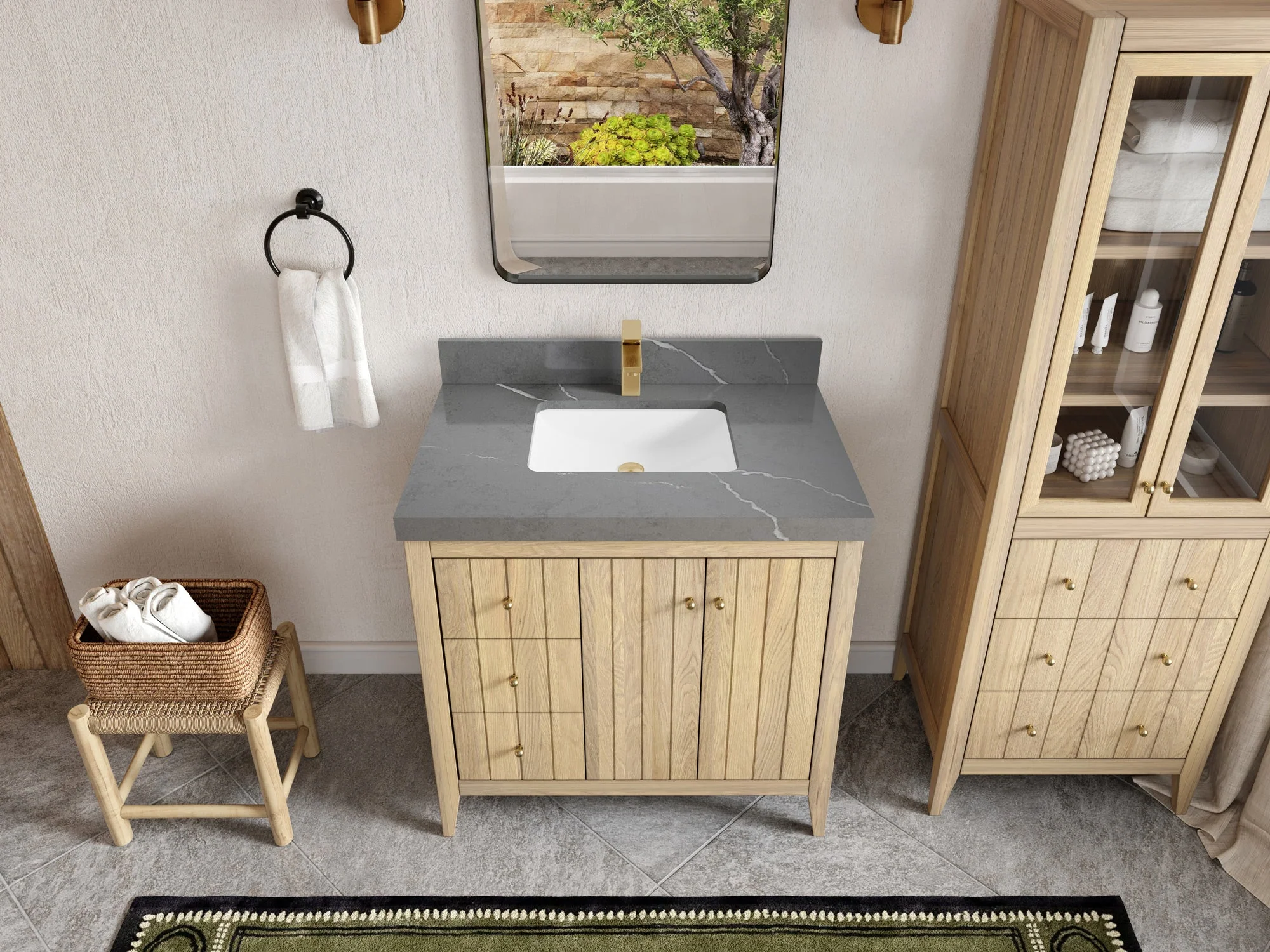 Atlanta White Oak 36 W x 22 D Center Sink Vanity for Elegant Bathrooms - Image 34