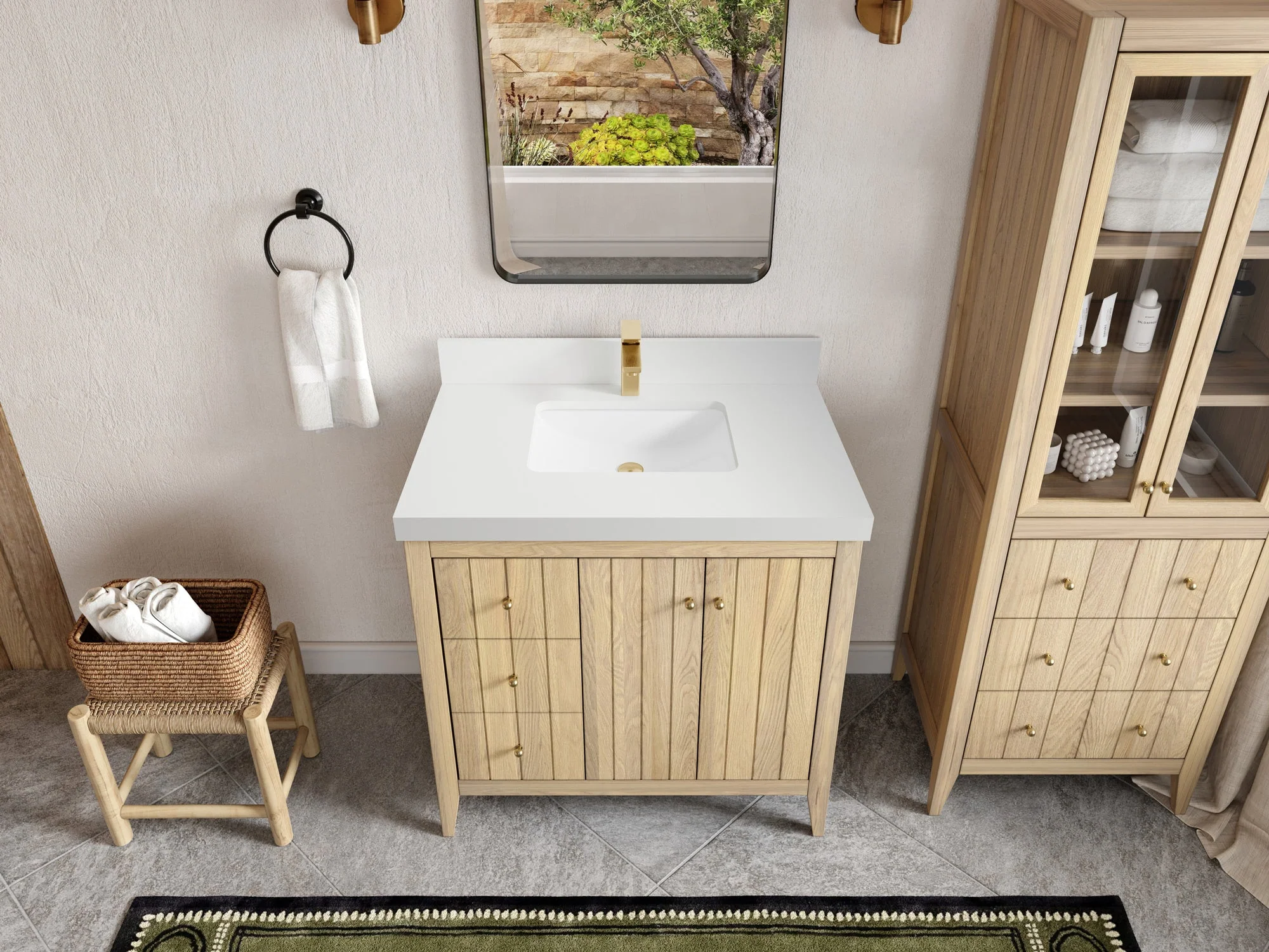 Atlanta White Oak 36 W x 22 D Center Sink Vanity for Elegant Bathrooms - Image 44