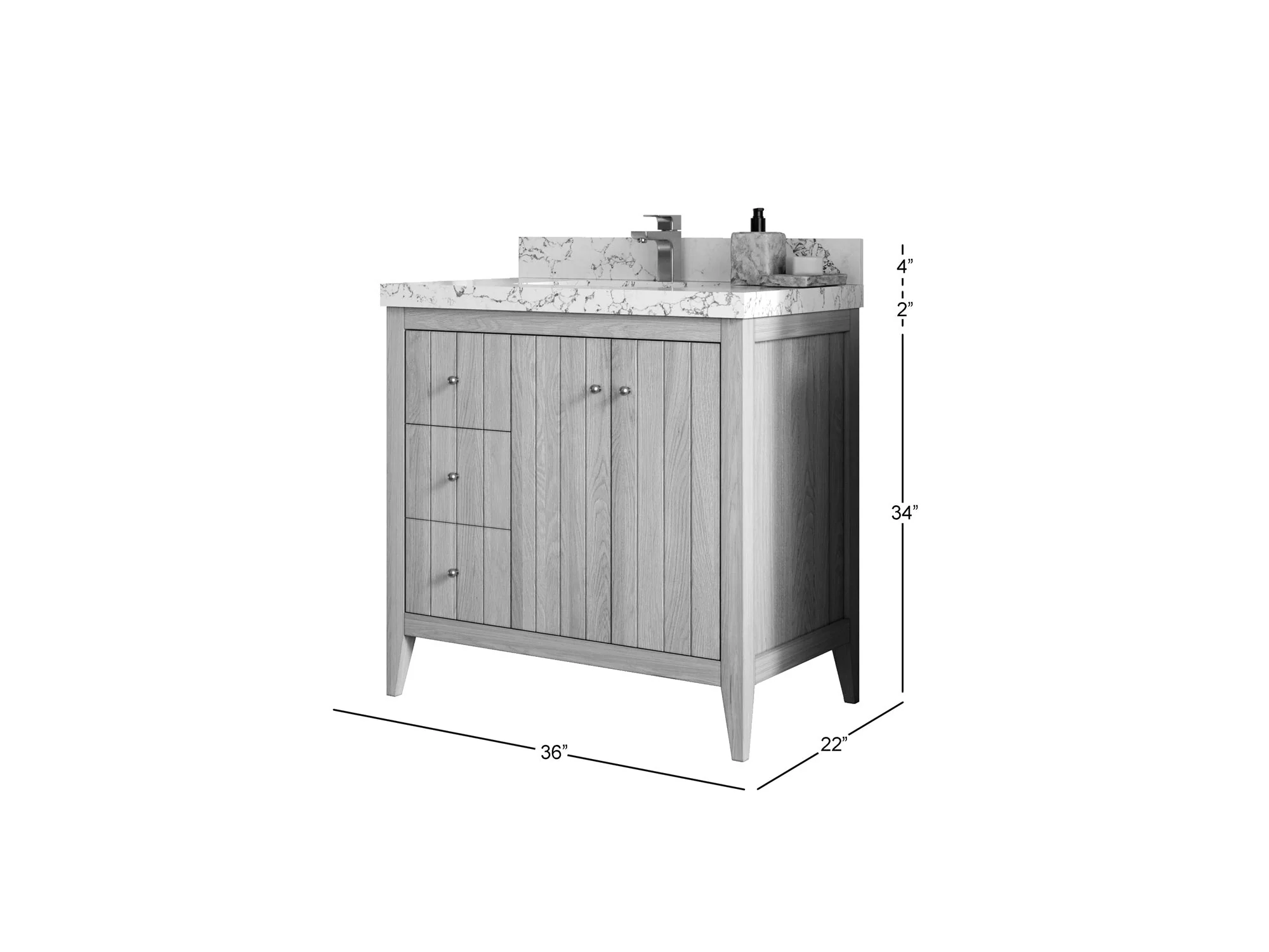 Atlanta White Oak 36 W x 22 D Center Sink Vanity for Elegant Bathrooms - Image 5