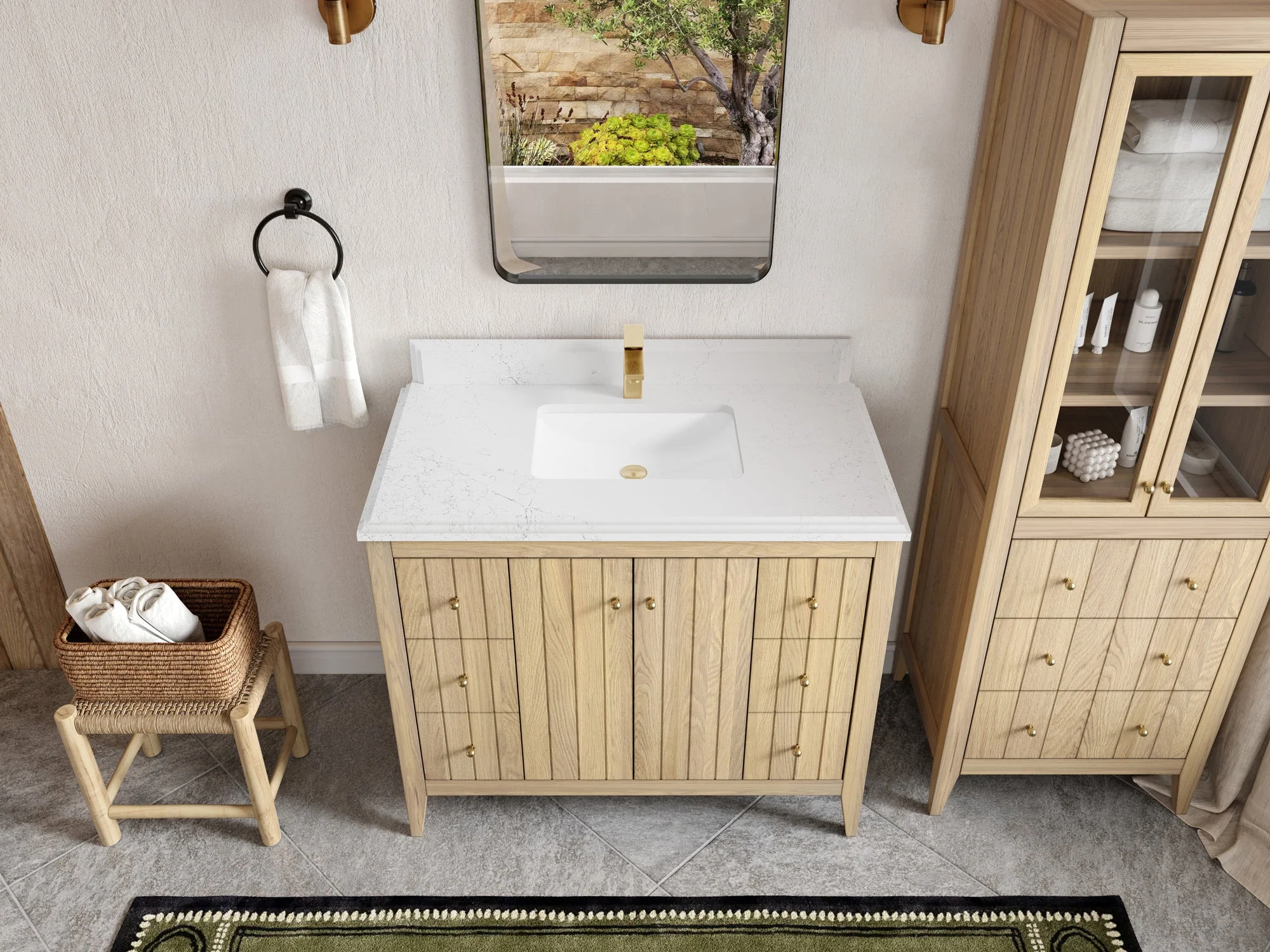 Atlanta White Oak 42 in. W x 22 in. D Single Sink Bathroom Vanity - Image 26