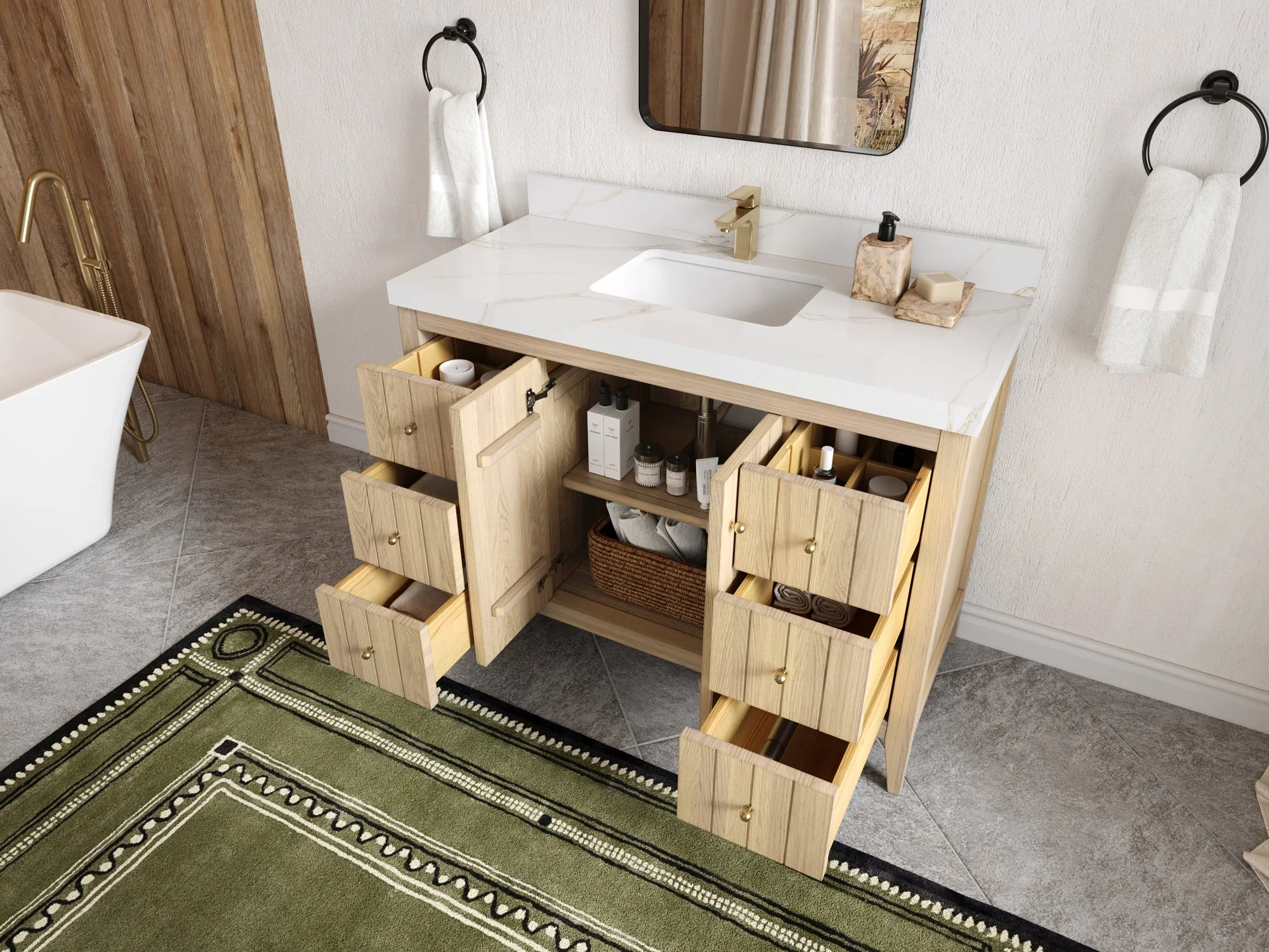 Atlanta White Oak 48 in. W x 22 in. D Single Sink Bathroom Vanity - Image 3