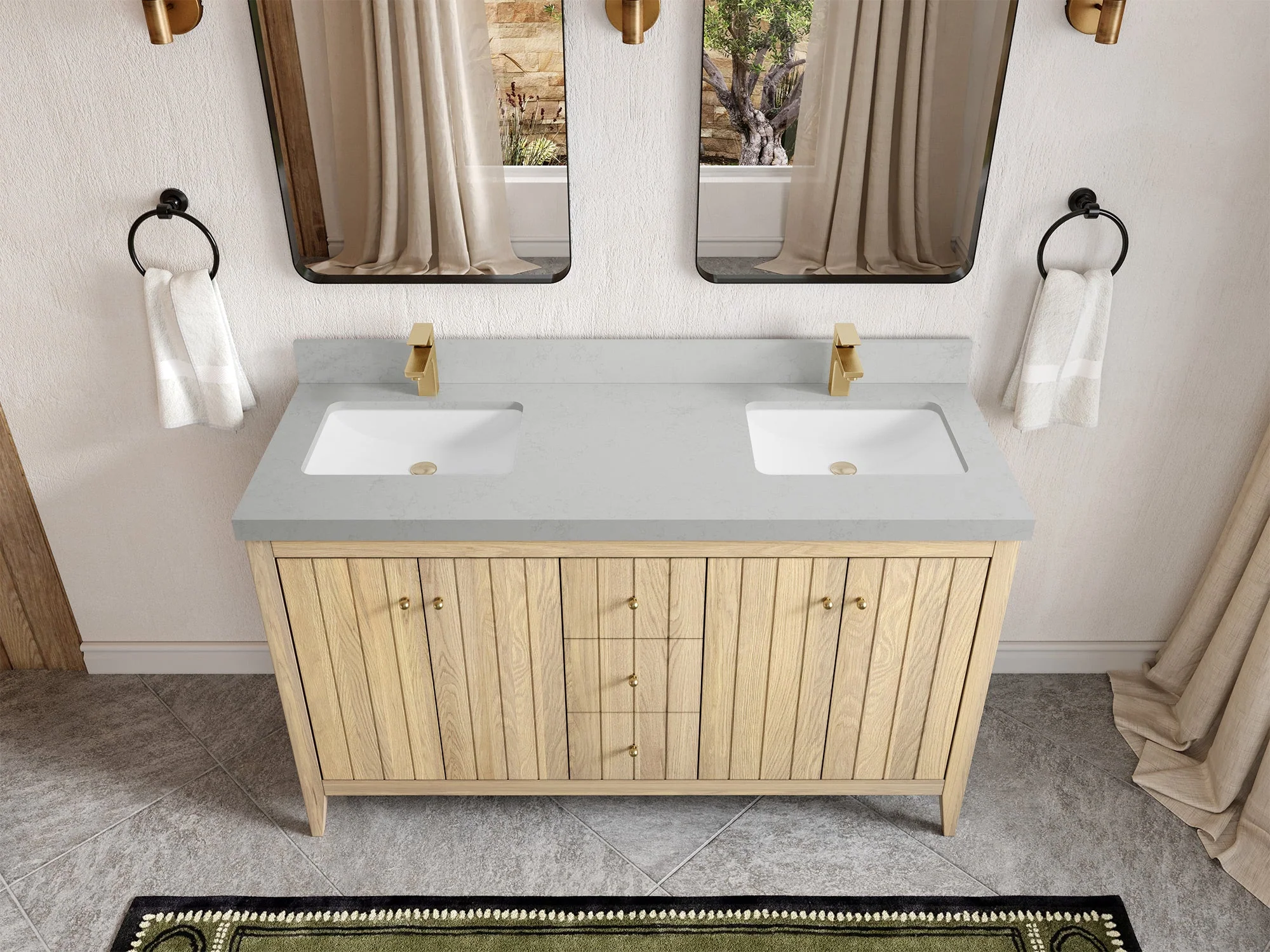 Atlanta White Oak 60 in. W x 22 in. D Double Sink Bathroom Vanity - Image 12