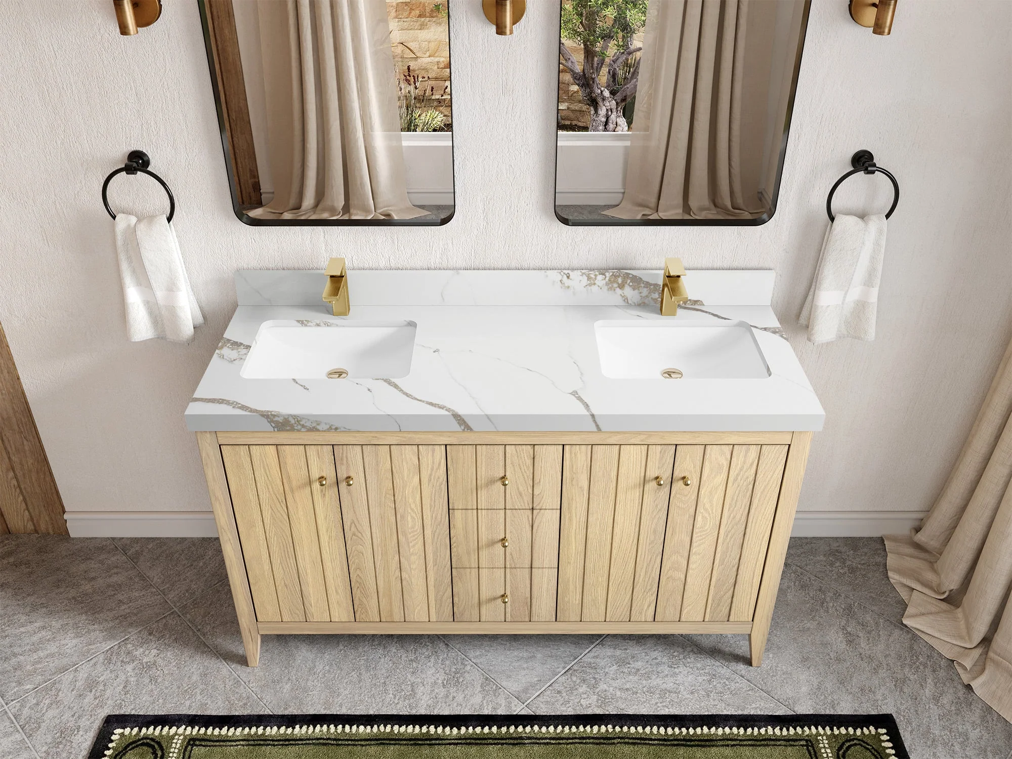 Atlanta White Oak 60 in. W x 22 in. D Double Sink Bathroom Vanity - Image 14