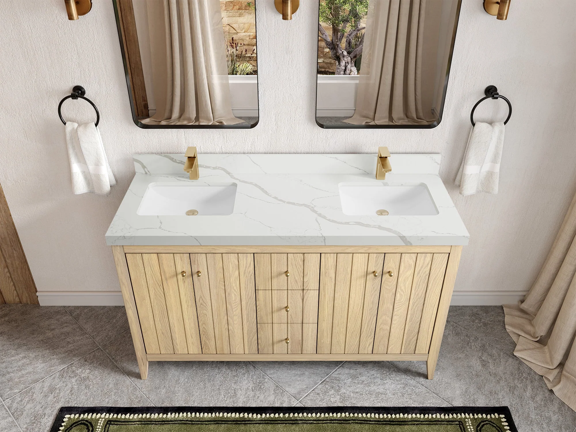 Atlanta White Oak 60 in. W x 22 in. D Double Sink Bathroom Vanity - Image 16