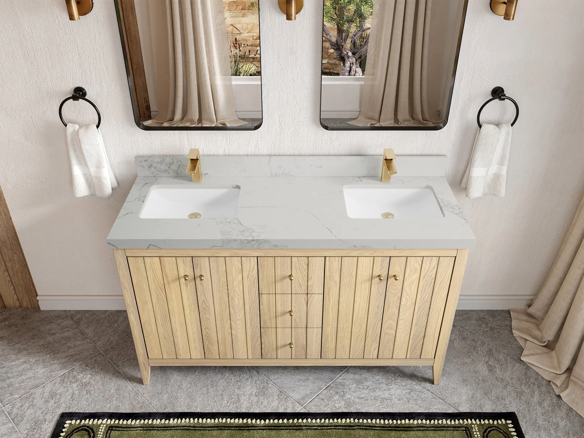 Atlanta White Oak 60 in. W x 22 in. D Double Sink Bathroom Vanity - Image 18