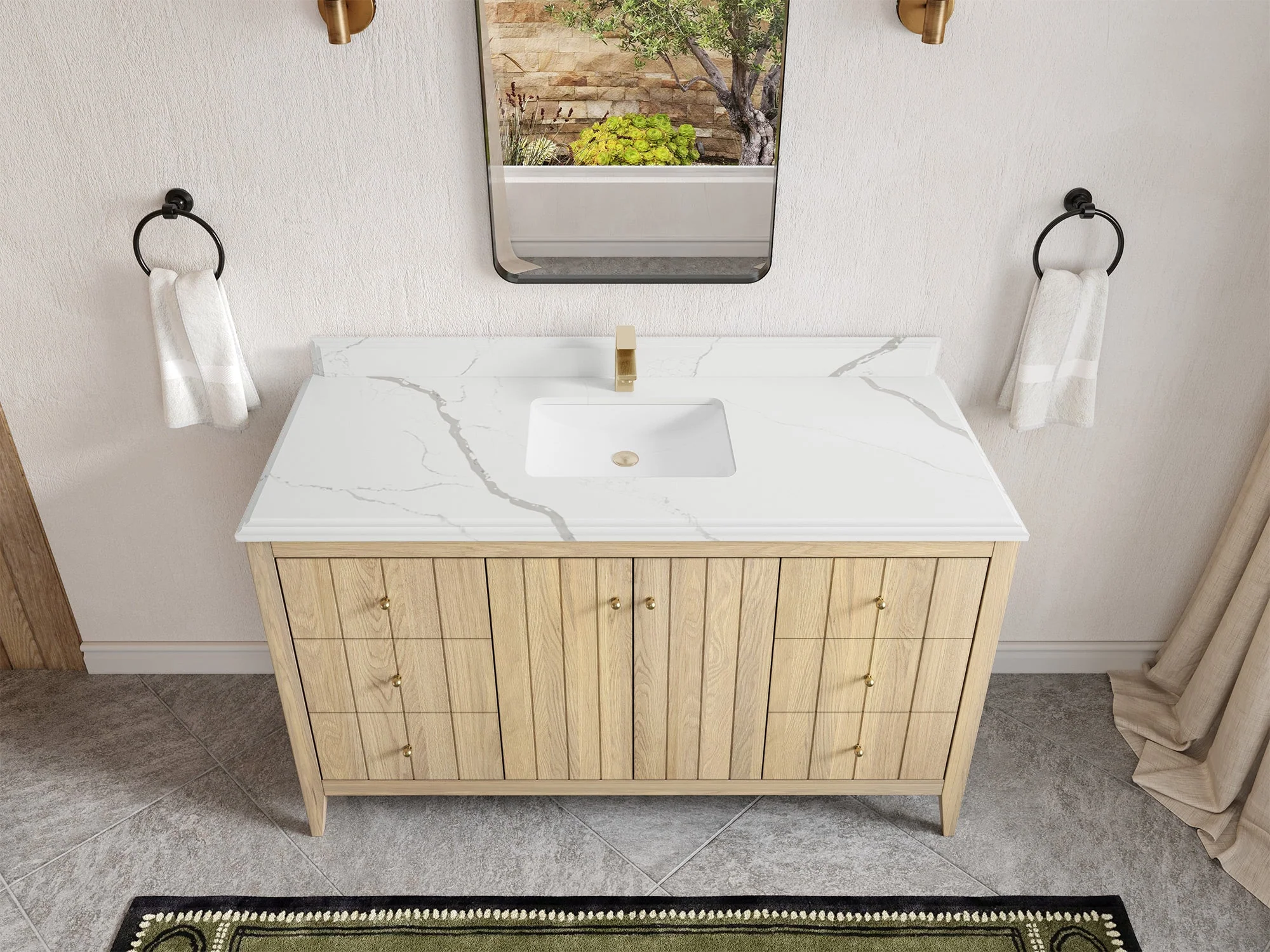 Atlanta White Oak 60 in. W x 22 in. D Single Sink Bathroom Vanity - Image 24