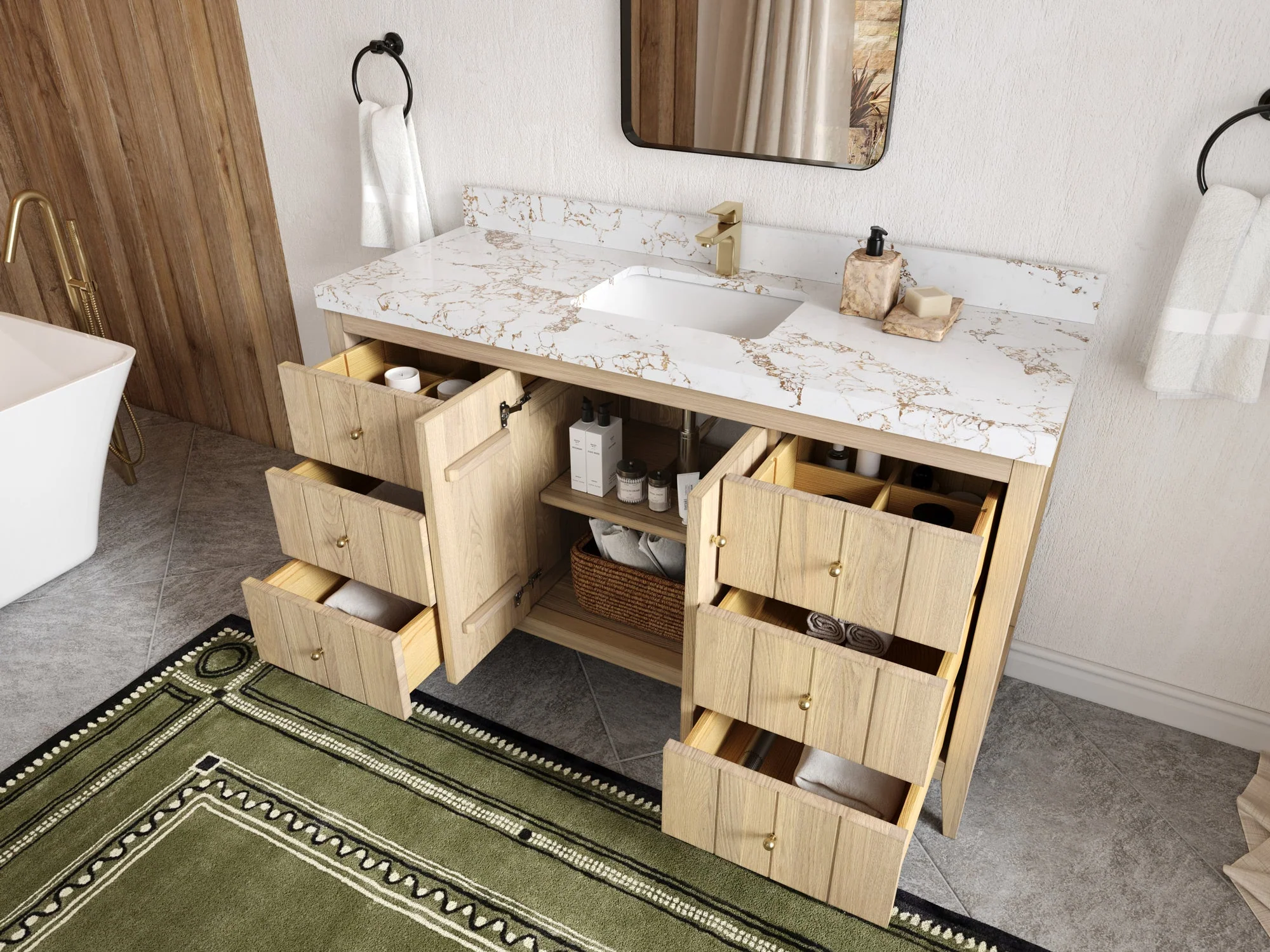 Atlanta White Oak 60 in. W x 22 in. D Single Sink Bathroom Vanity - Image 3