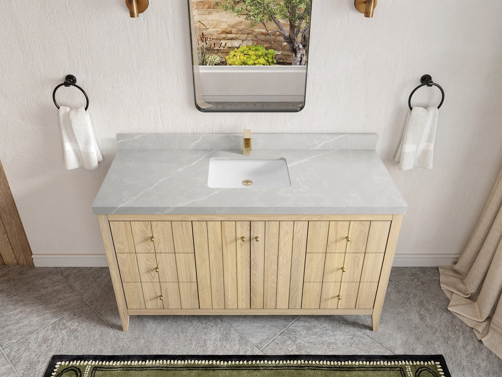 Atlanta White Oak 60 in. W x 22 in. D Single Sink Bathroom Vanity - Image 32