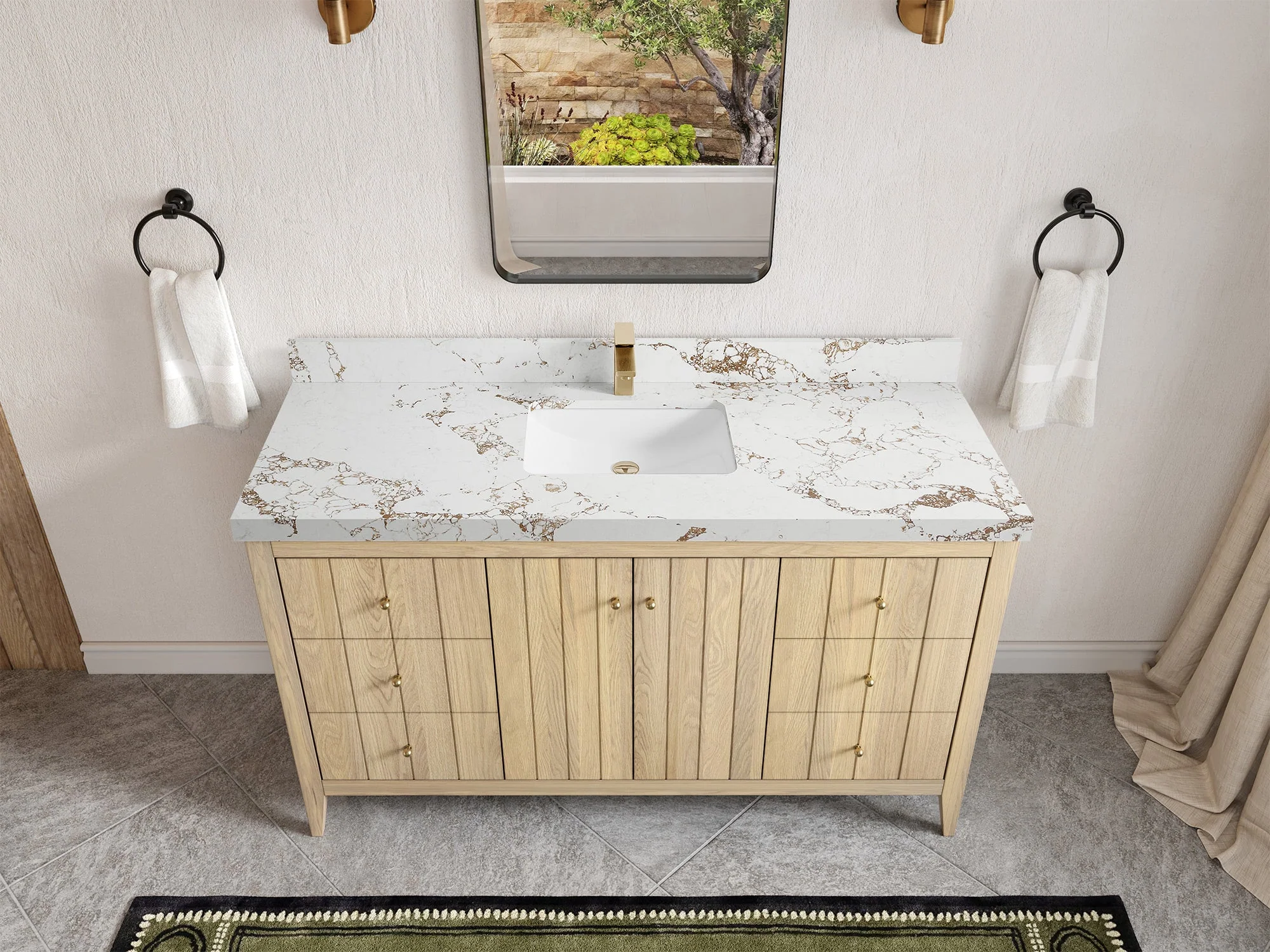 Atlanta White Oak 60 in. W x 22 in. D Single Sink Bathroom Vanity - Image 38