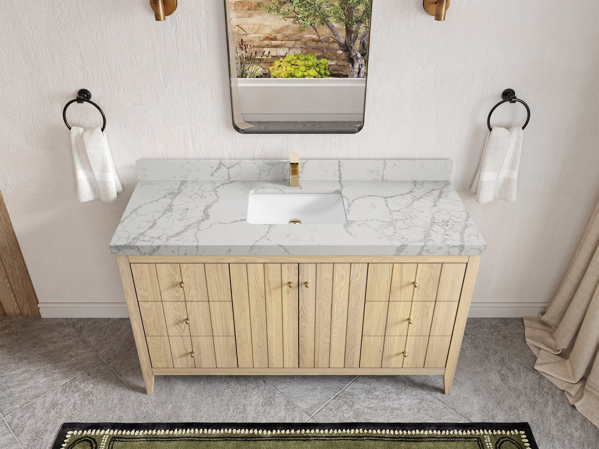 Atlanta White Oak 60 in. W x 22 in. D Single Sink Bathroom Vanity - Image 42