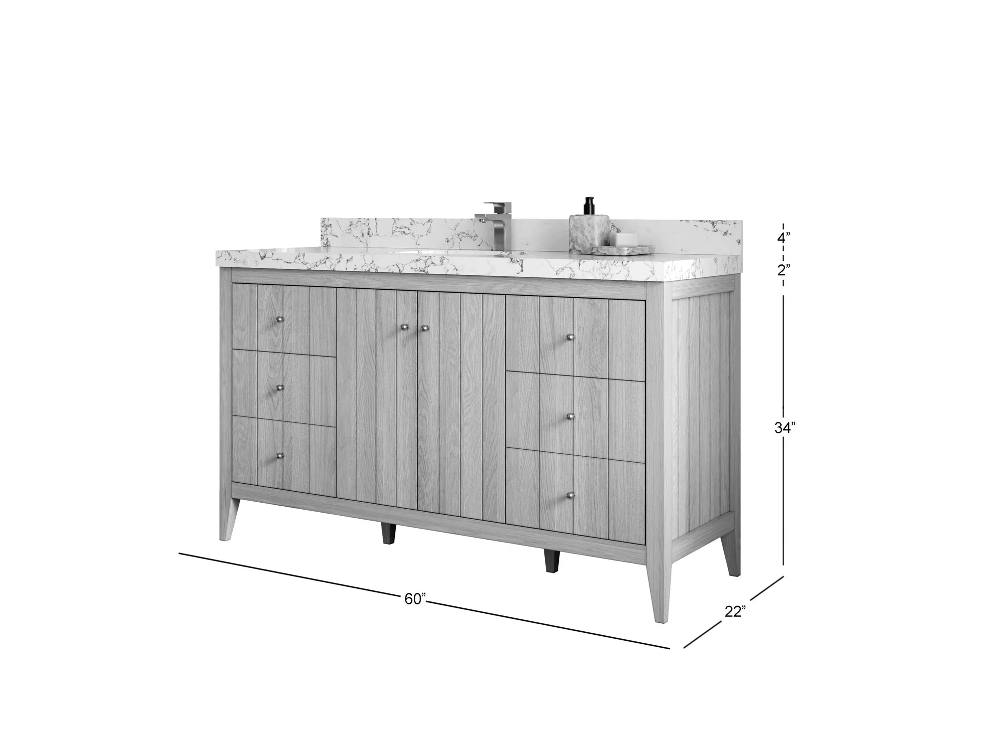 Atlanta White Oak 60 in. W x 22 in. D Single Sink Bathroom Vanity - Image 5