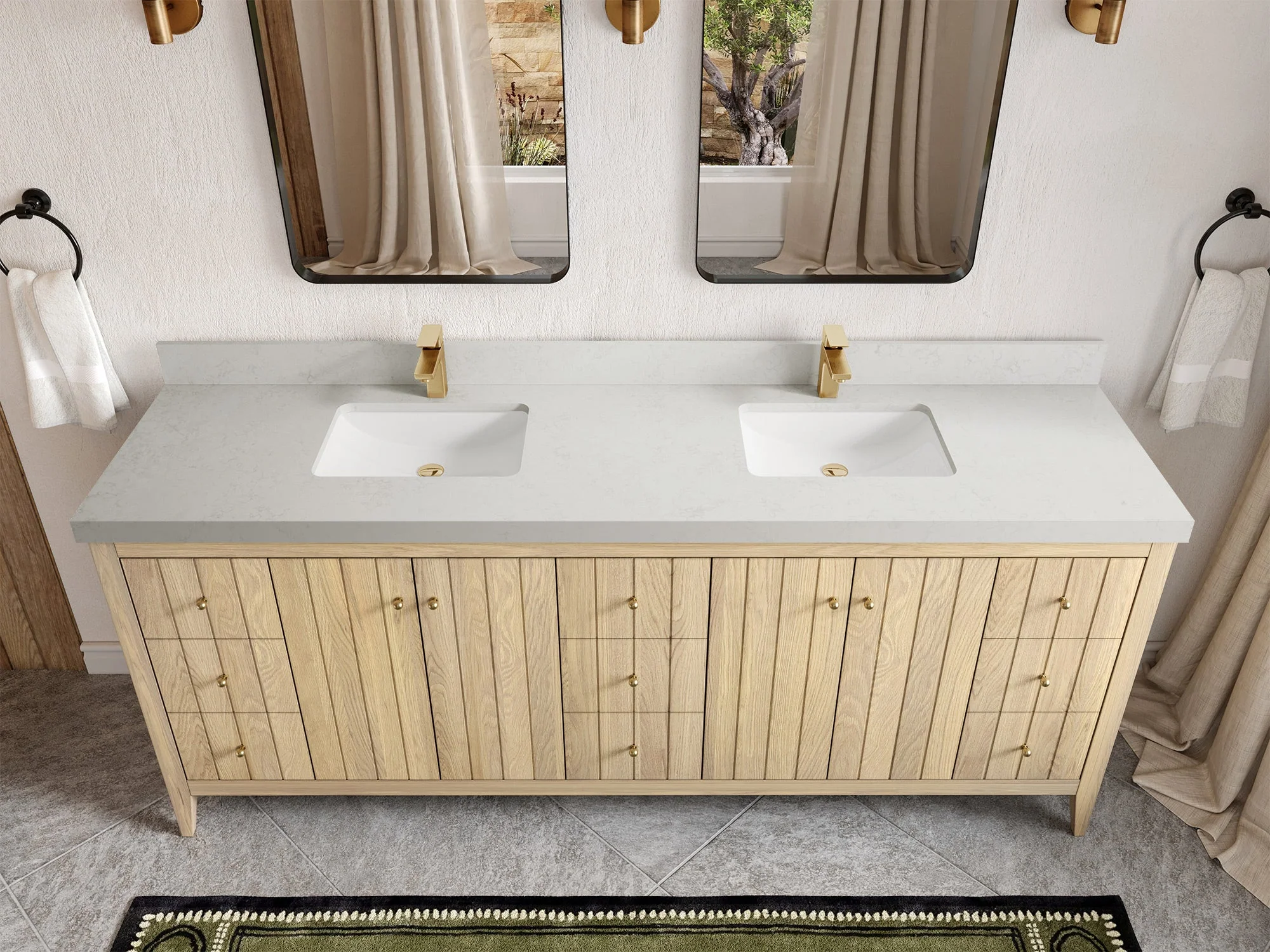Atlanta White Oak 84 in. W x 22 in. D Double Sink Bathroom Vanity - Image 12
