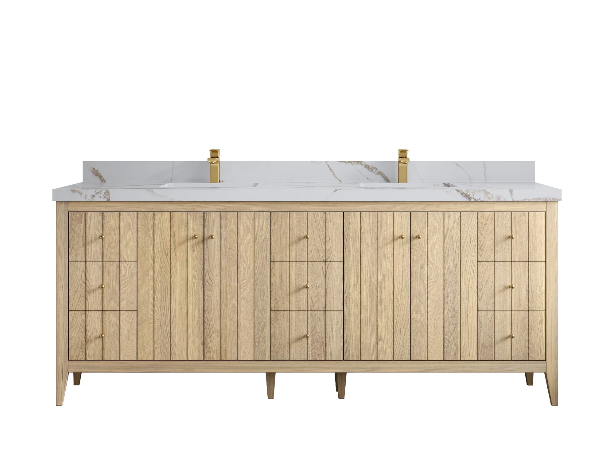 Atlanta White Oak 84 in. W x 22 in. D Double Sink Bathroom Vanity - Image 15