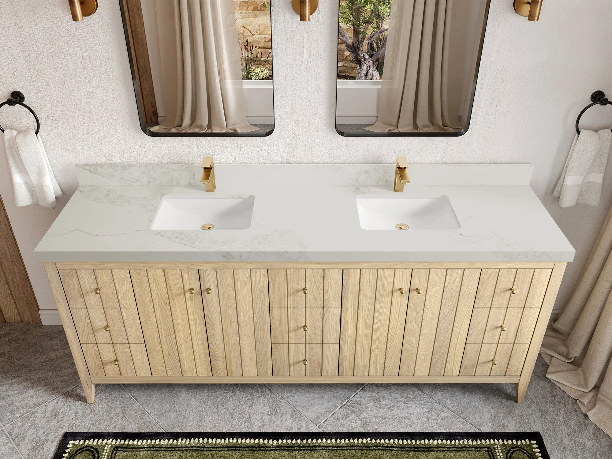 Atlanta White Oak 84 in. W x 22 in. D Double Sink Bathroom Vanity - Image 18
