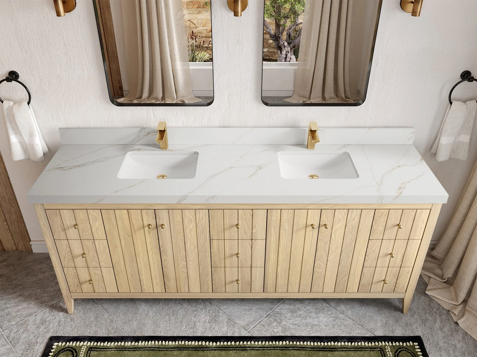 Atlanta White Oak 84 in. W x 22 in. D Double Sink Bathroom Vanity - Image 22