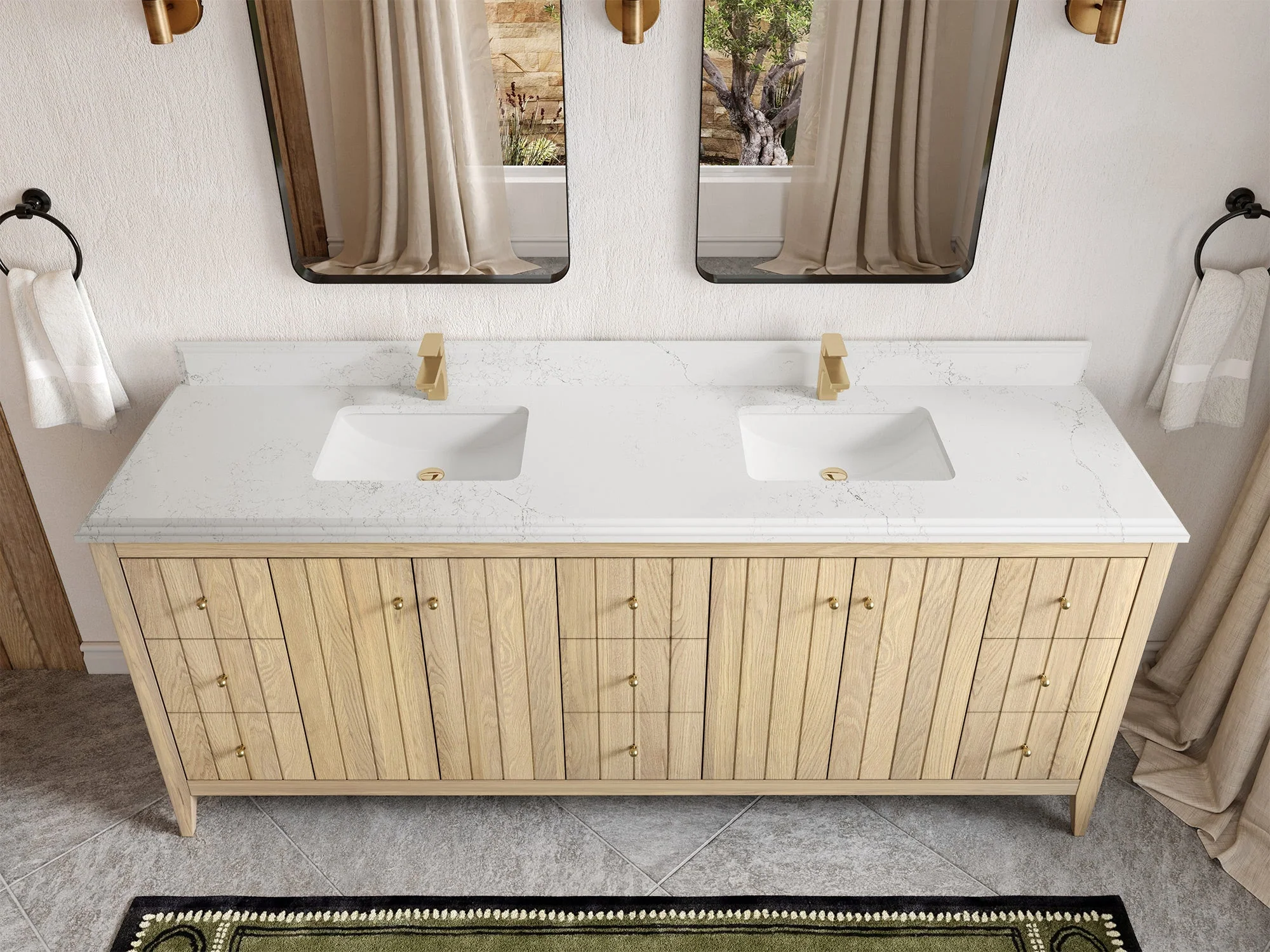Atlanta White Oak 84 in. W x 22 in. D Double Sink Bathroom Vanity - Image 26
