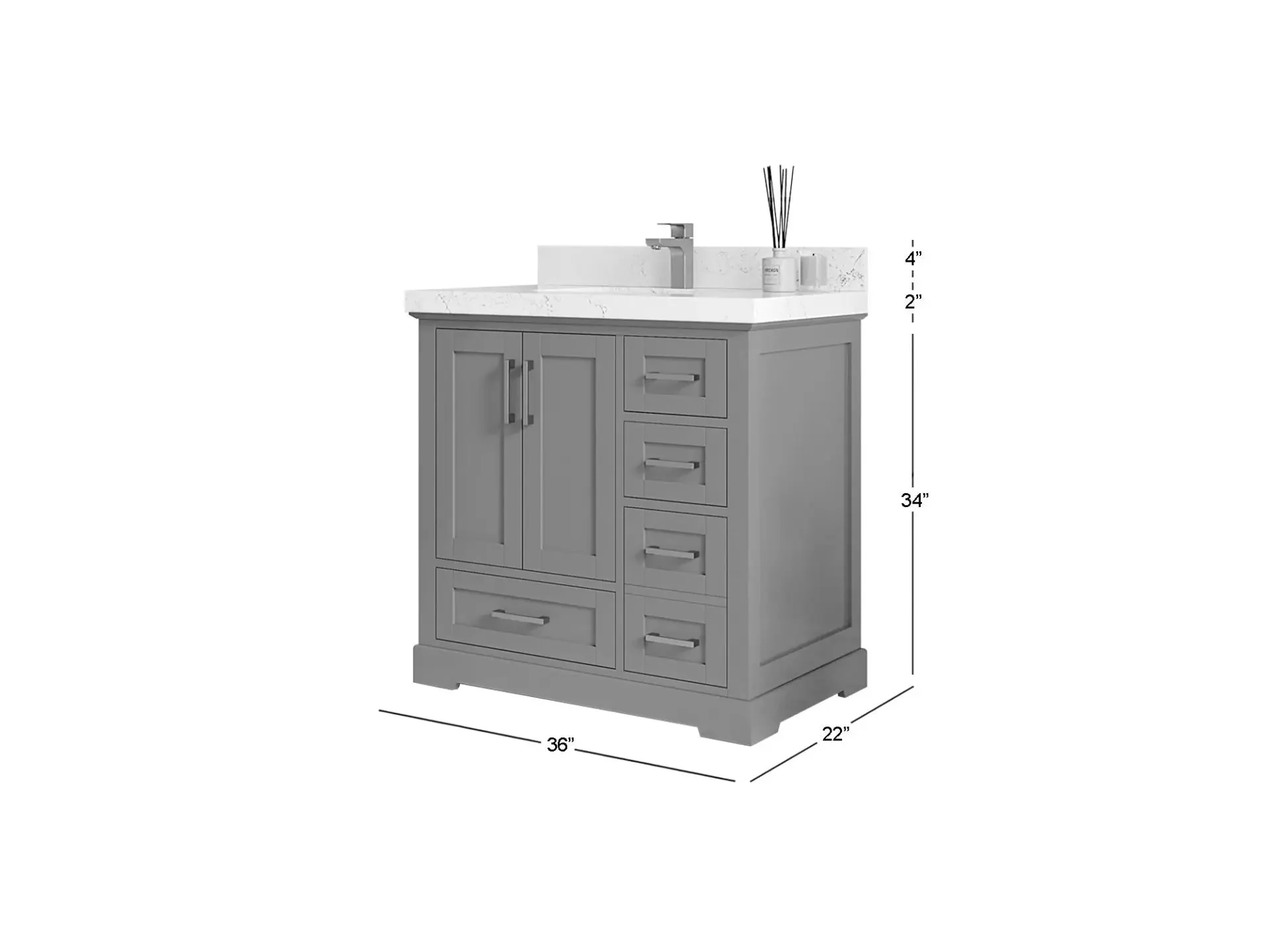 Boston 36 in. W x 22 in. D Center Sink Bathroom Vanity - Image 3