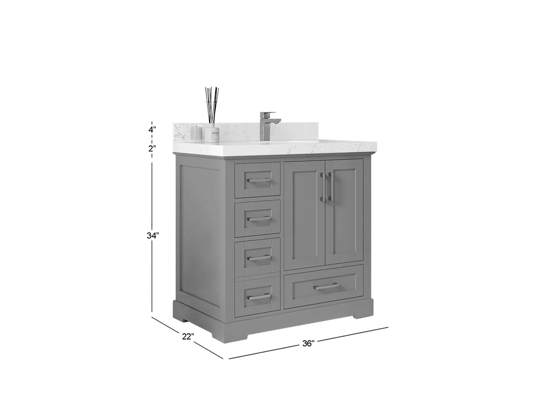 Boston 36 in. W x 22 in. D Right Offset Sink Bathroom Vanity - Image 3