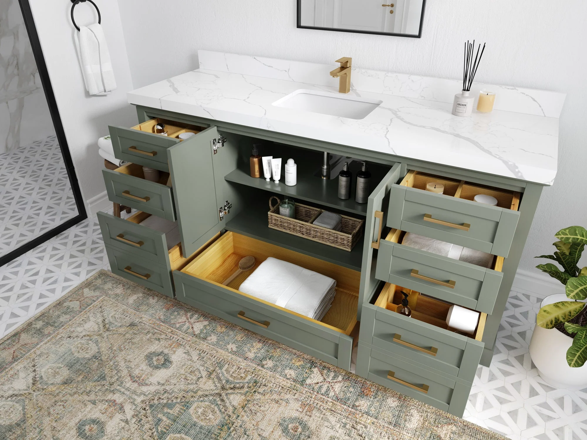 Boston 72 in. W x 22 in. D Single Sink Bathroom Vanity - Image 3