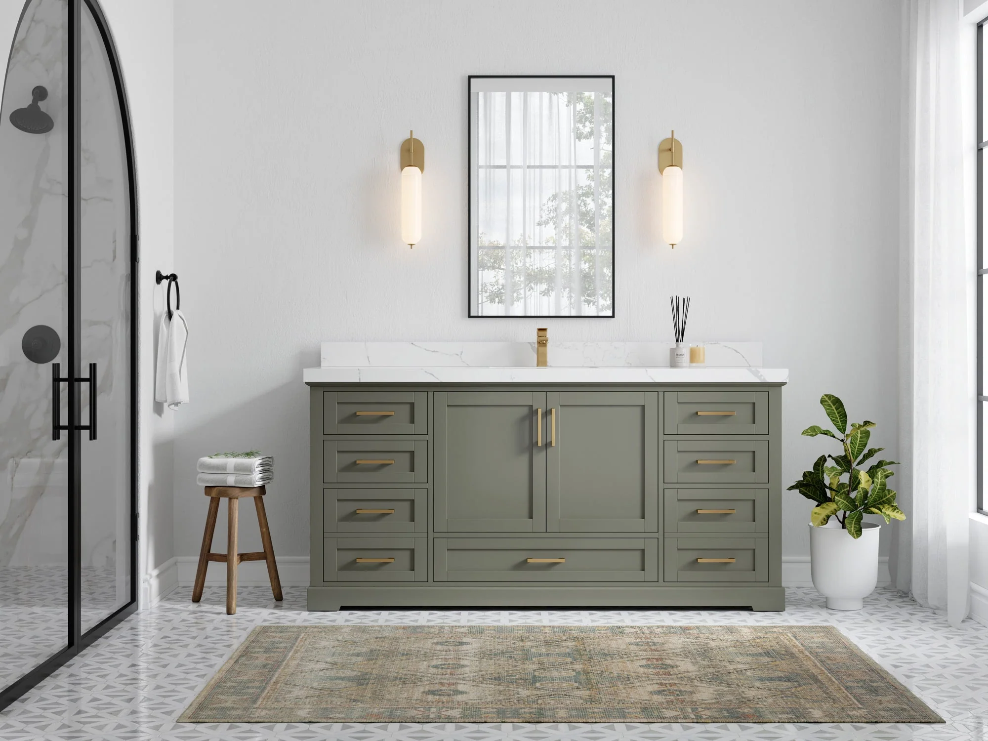 Boston 72 in. W x 22 in. D Single Sink Bathroom Vanity - Image 4