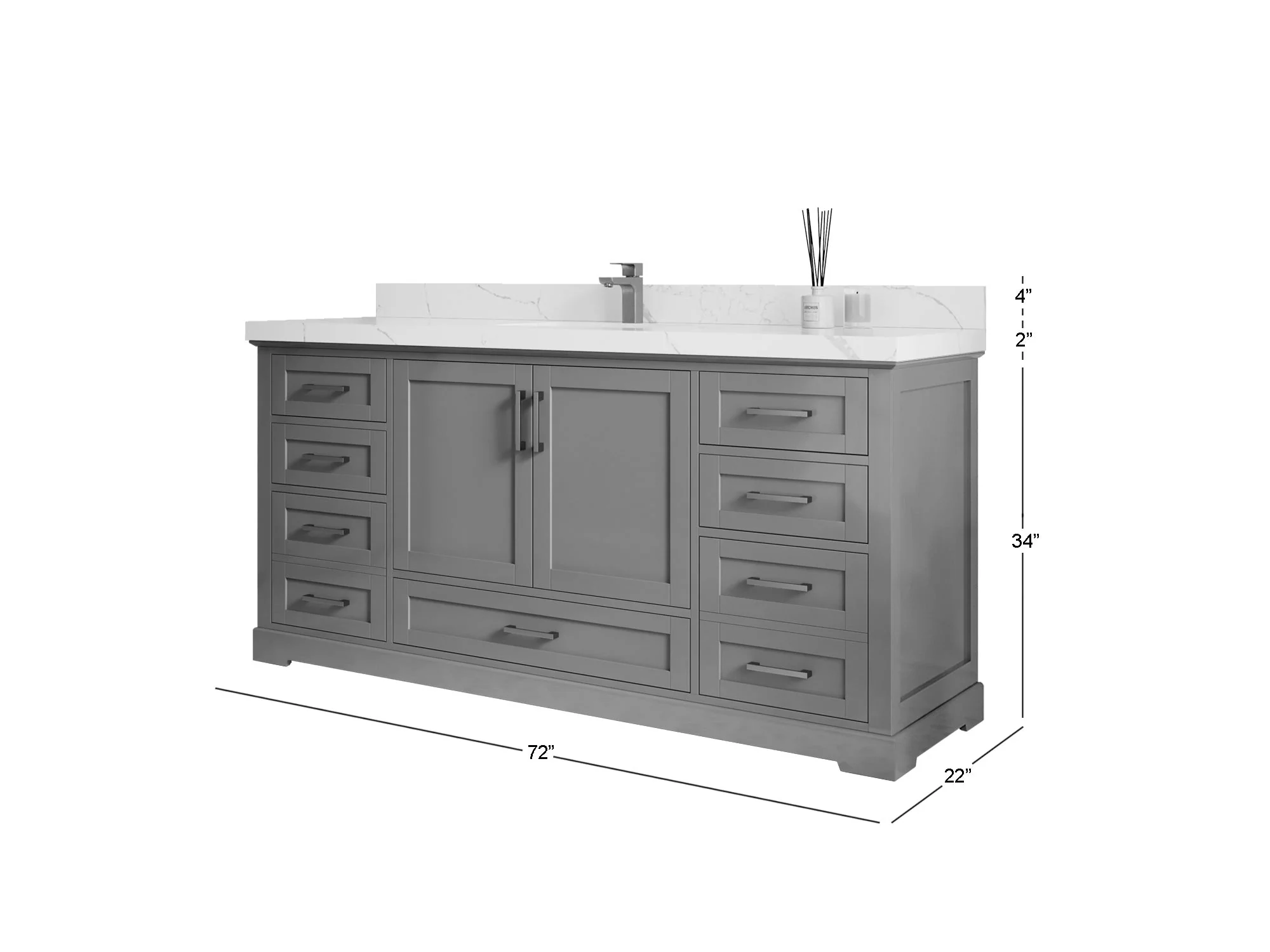 Boston 72 in. W x 22 in. D Single Sink Bathroom Vanity - Image 5