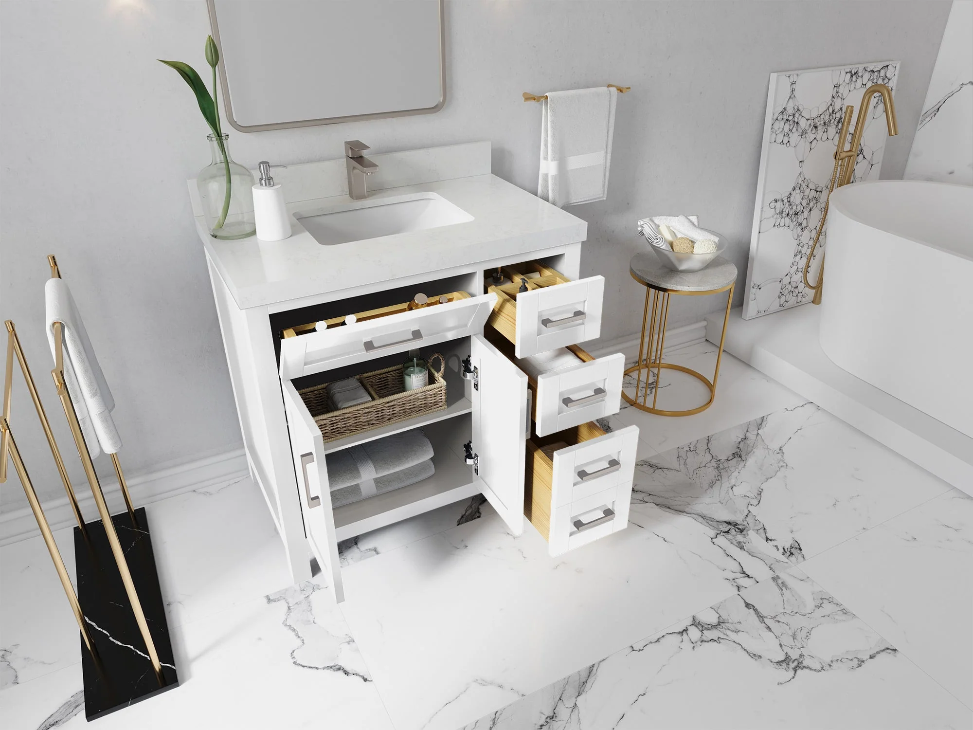 Cambridge 36 in. W x 22 in. D Left Offset Sink Bathroom Vanity - Image 3