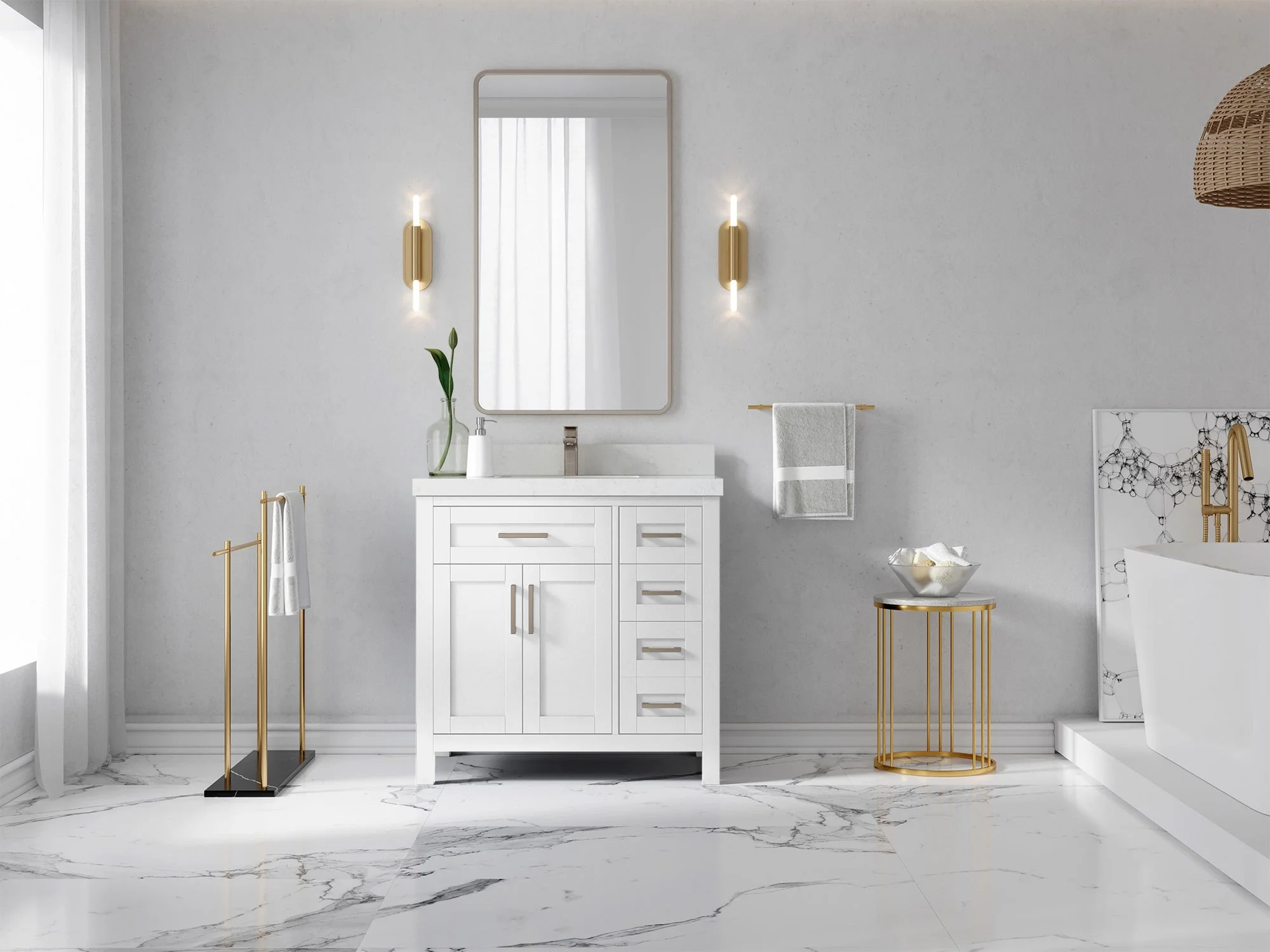 Cambridge 36 in. W x 22 in. D Left Offset Sink Bathroom Vanity - Image 4