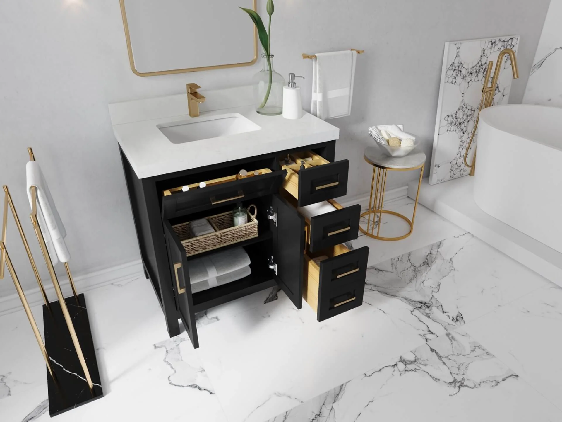 Cambridge 36 in. W x 22 in. D Left Offset Sink Bathroom Vanity - Image 3