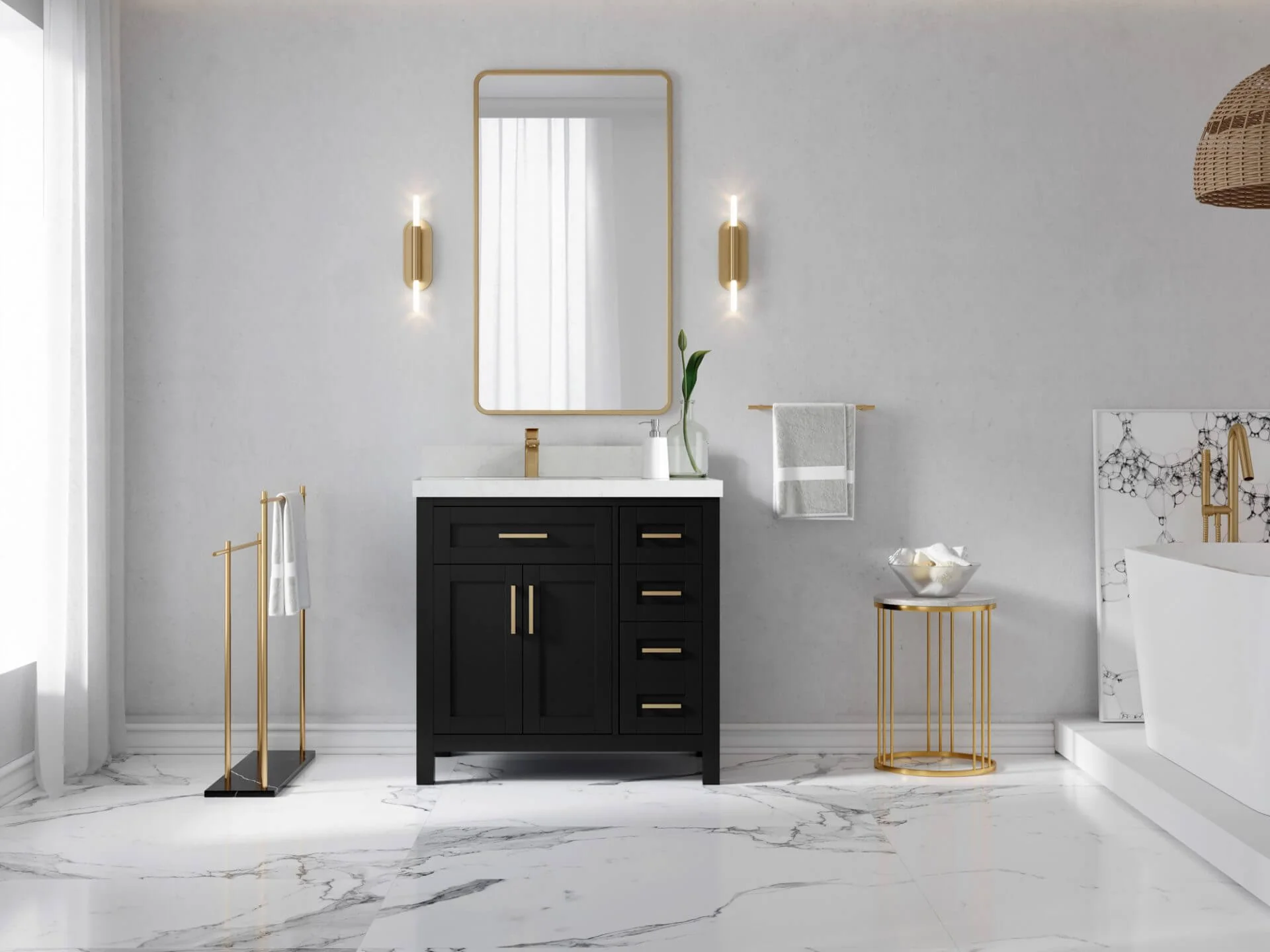 Cambridge 36 in. W x 22 in. D Left Offset Sink Bathroom Vanity - Image 4