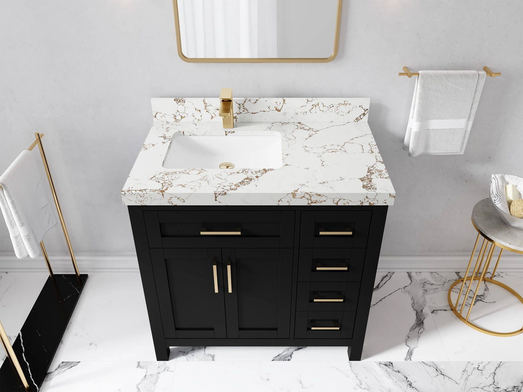 Cambridge 36 in. W x 22 in. D Left Offset Sink Bathroom Vanity - Image 41
