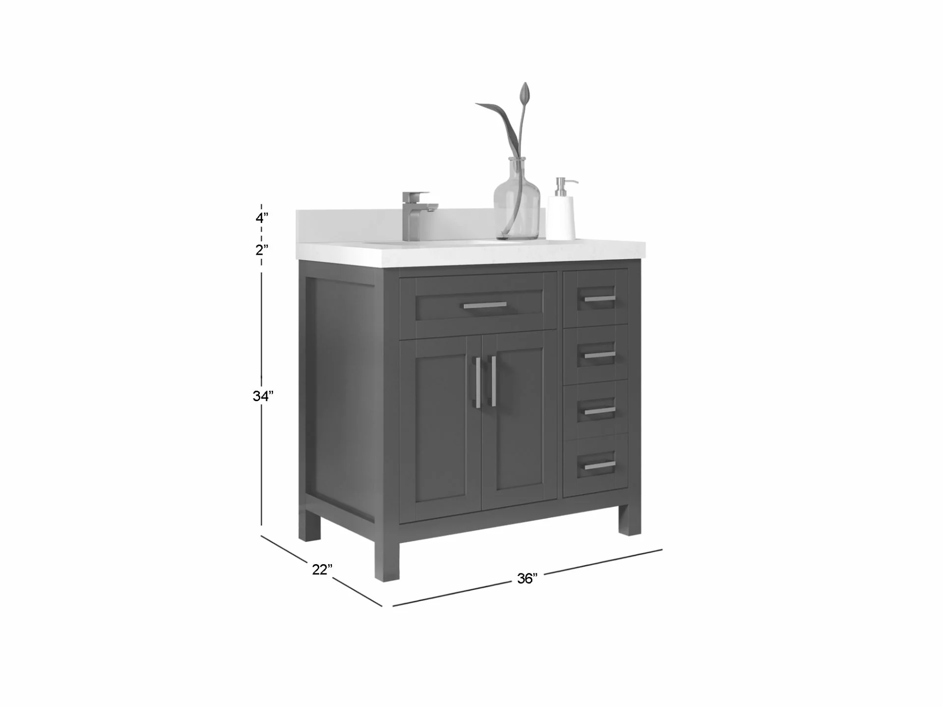Cambridge 36 in. W x 22 in. D Left Offset Sink Bathroom Vanity - Image 6