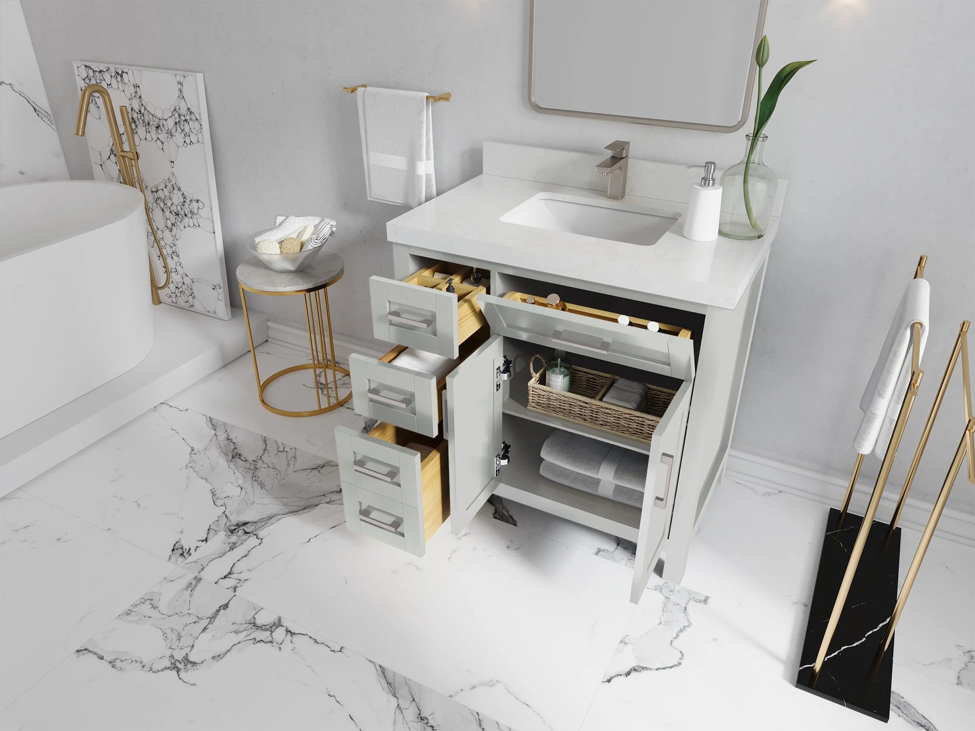 Cambridge 36 in. W x 22 in. D Right Offset Sink Bathroom Vanity - Image 3