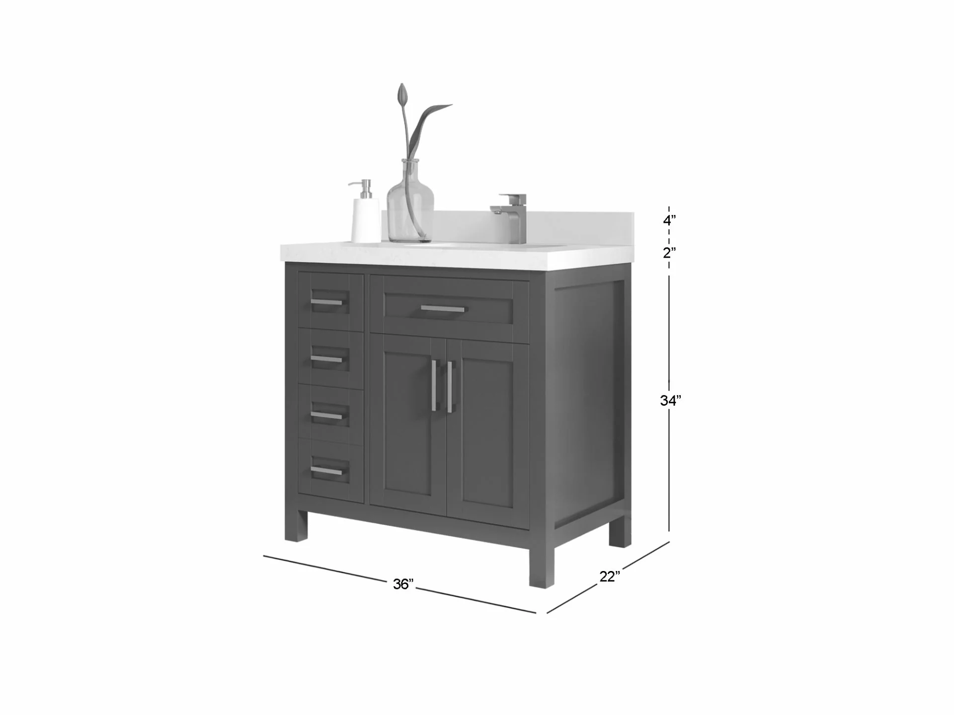 Cambridge 36 in. W x 22 in. D Right Offset Sink Bathroom Vanity - Image 6