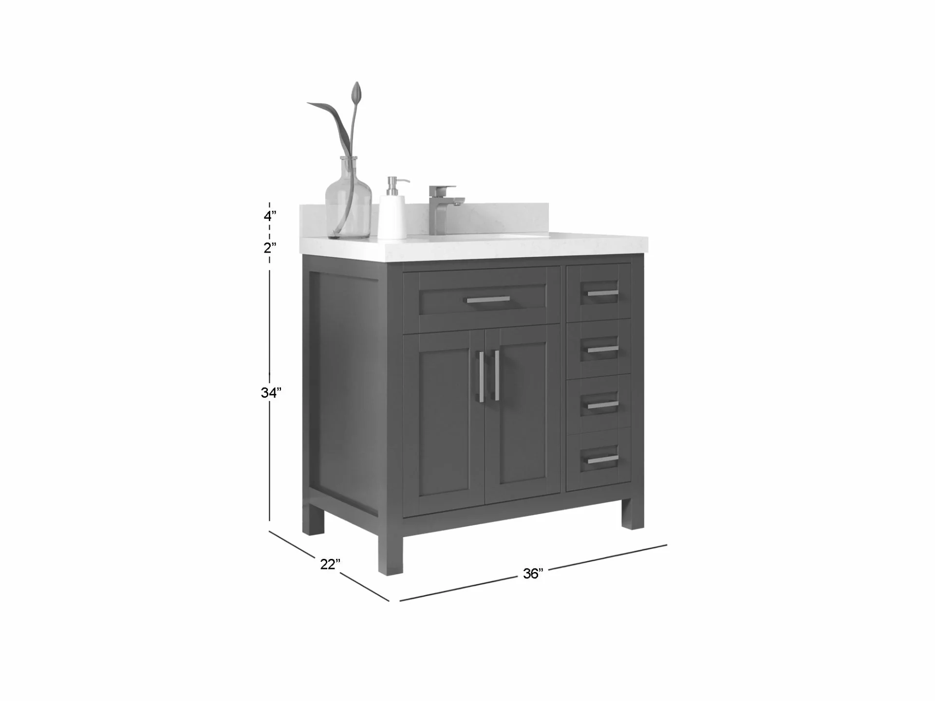 Cambridge 36 in. W x 22 in. D Single Center Sink Bathroom Vanity - Image 6