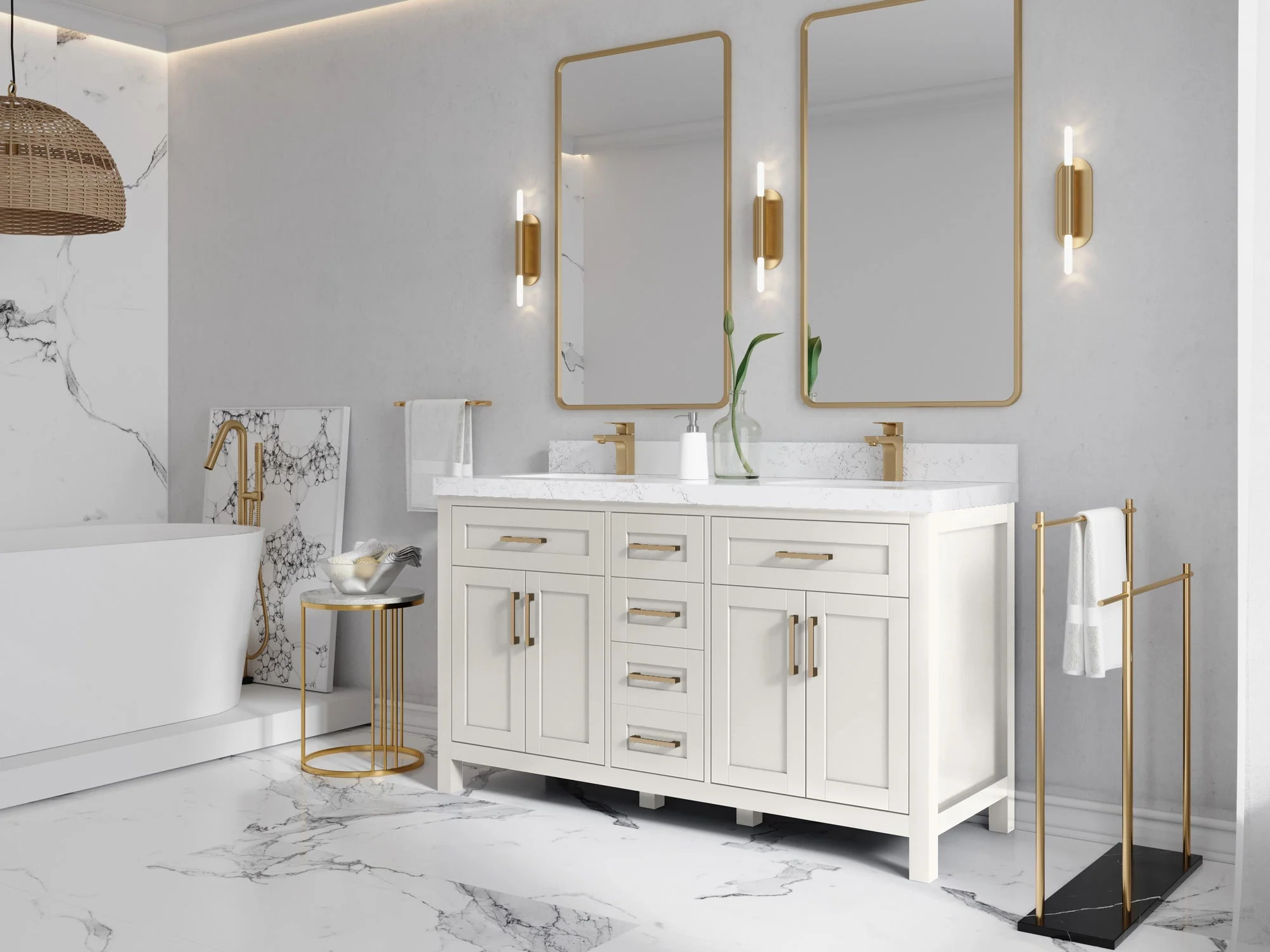 Cambridge 60 in. W x 22 in. D Double Sink Bathroom Vanity - Image 4