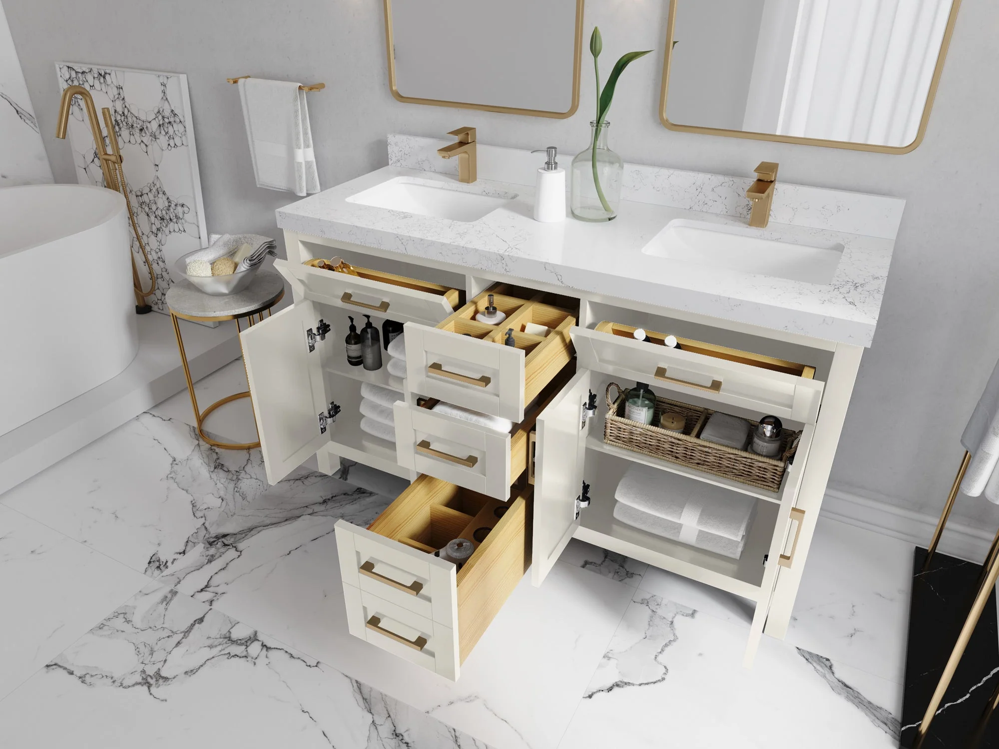 Cambridge 60 in. W x 22 in. D Double Sink Bathroom Vanity - Image 5