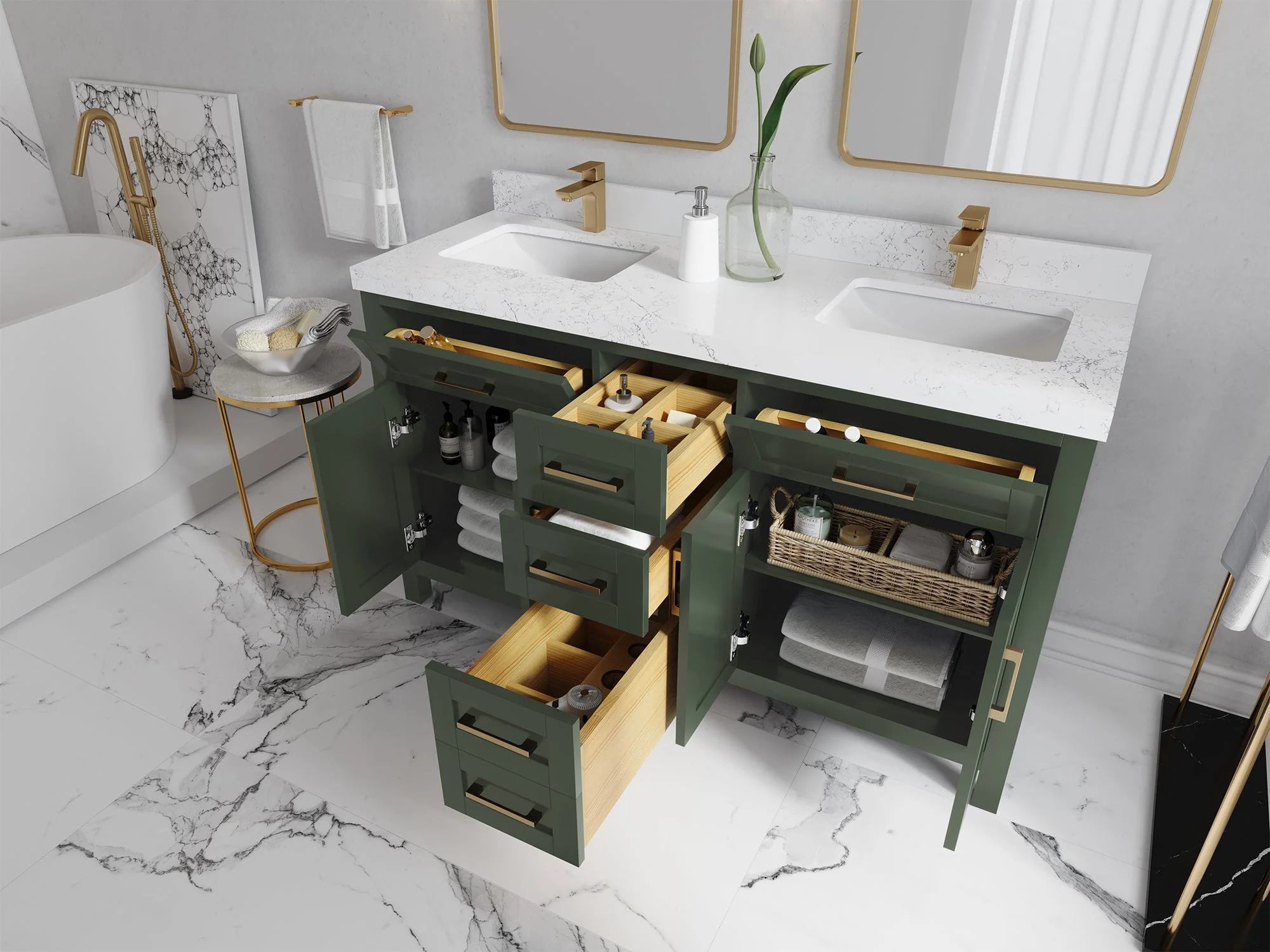 Cambridge 60 in. W x 22 in. D Double Sink Bathroom Vanity - Image 3